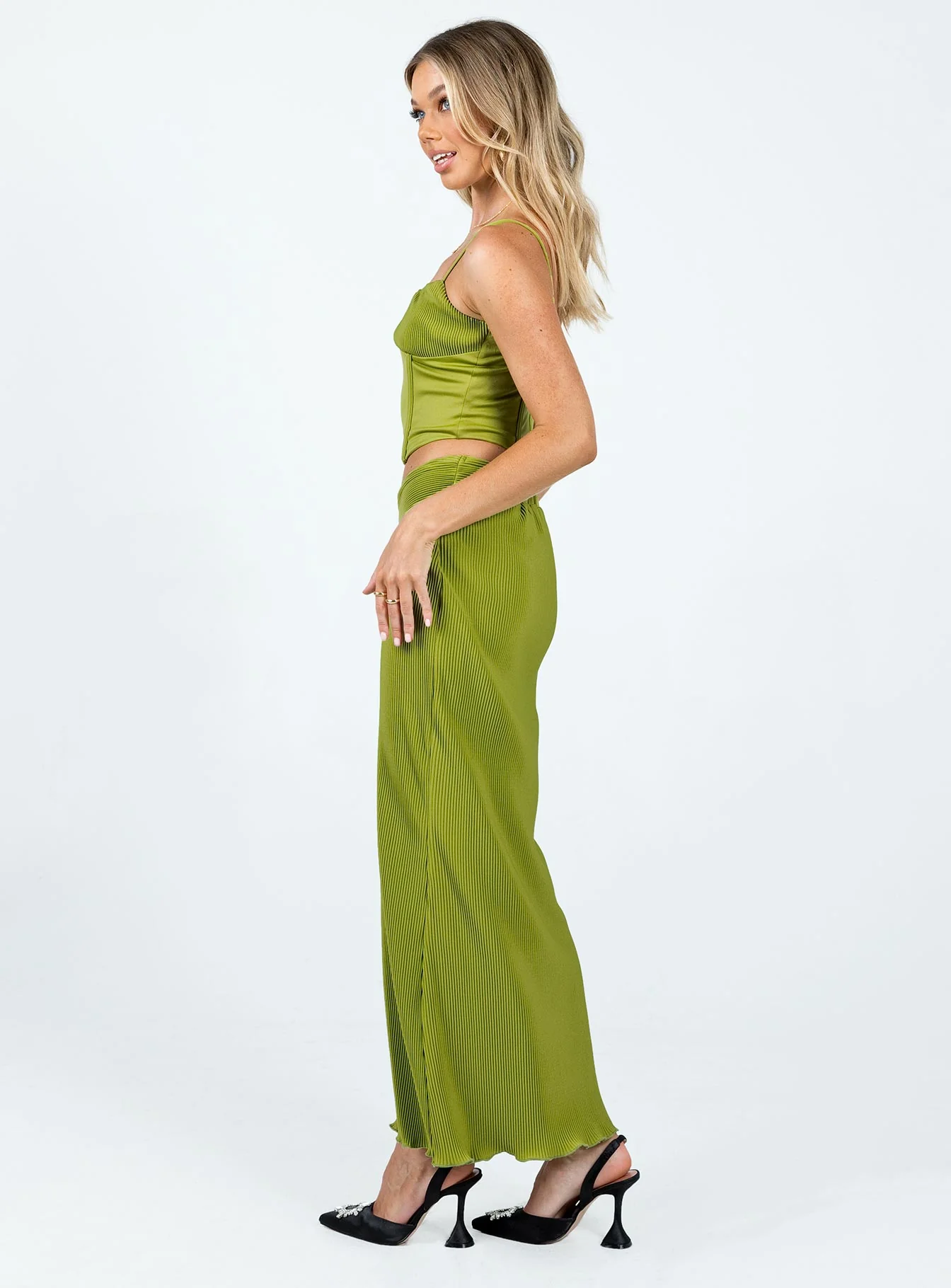 Topakas Plisse Maxi Skirt Green