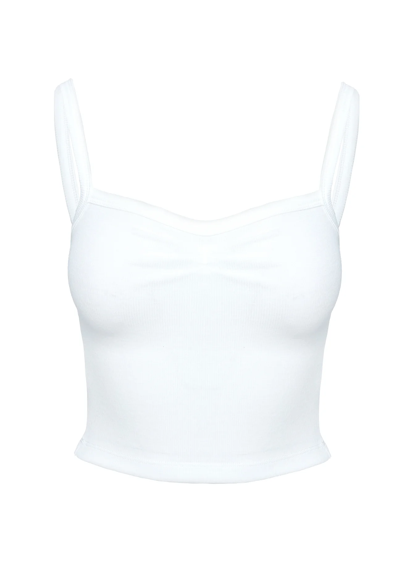 Essentials Ruched Rib Cami Top White