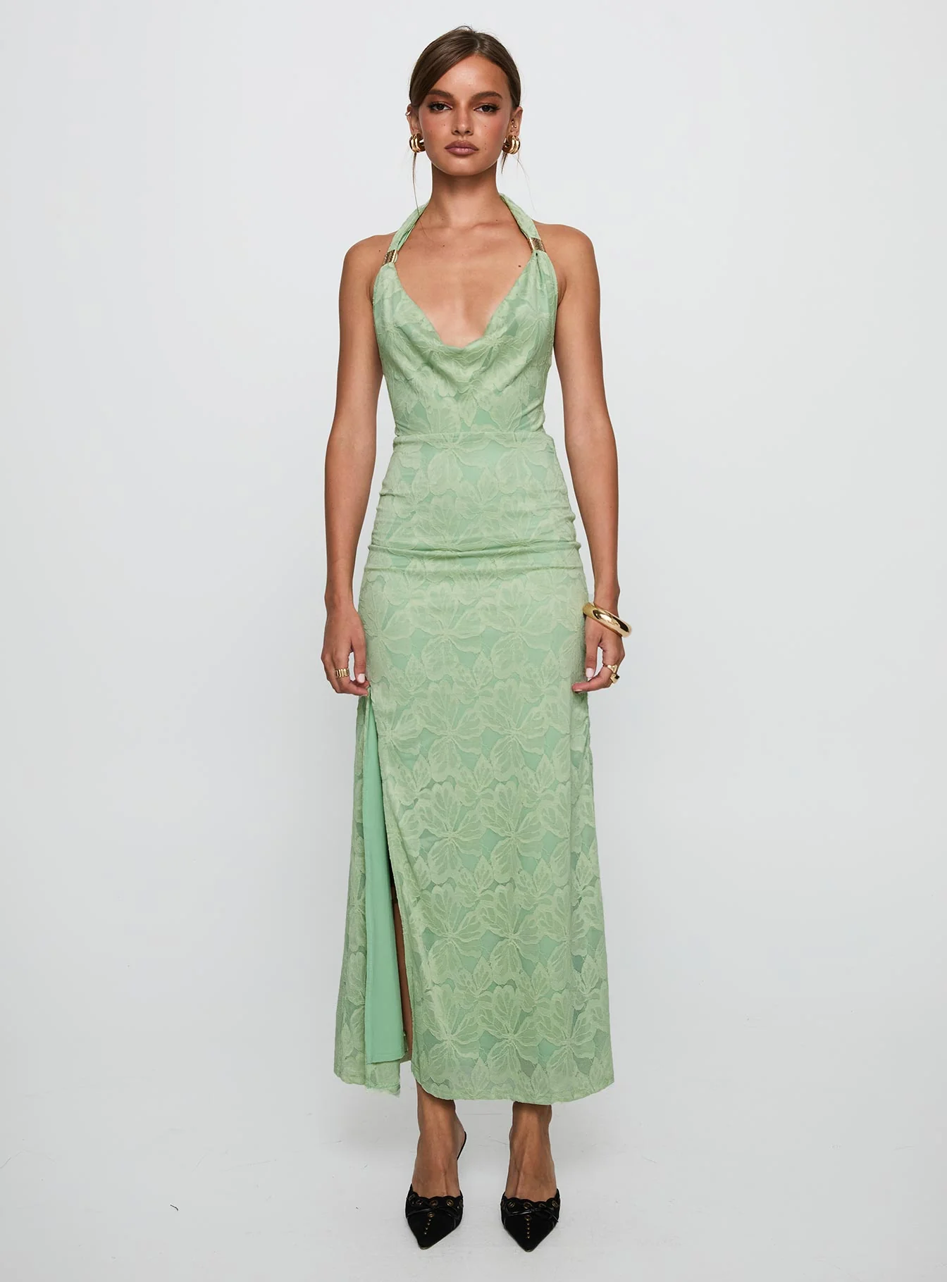 Starfall Halter Maxi Dress Sage