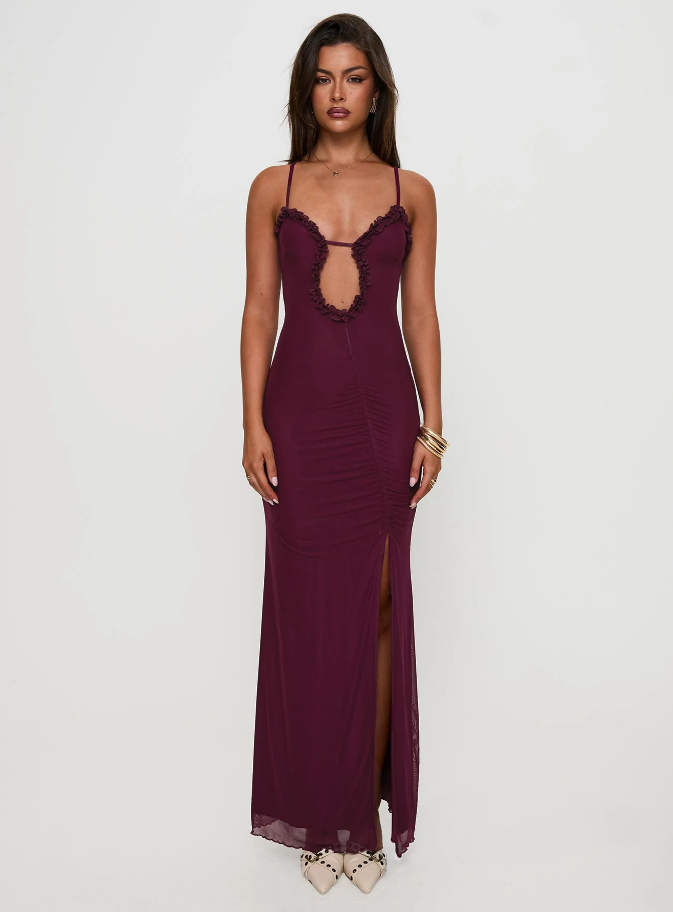 Soulina Ruched Maxi Dress Purple