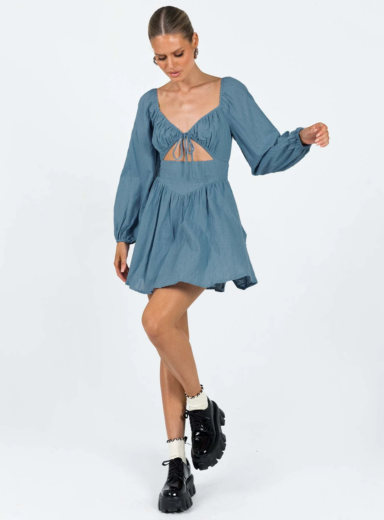 Tennyson Long Sleeve Mini Dress Blue
