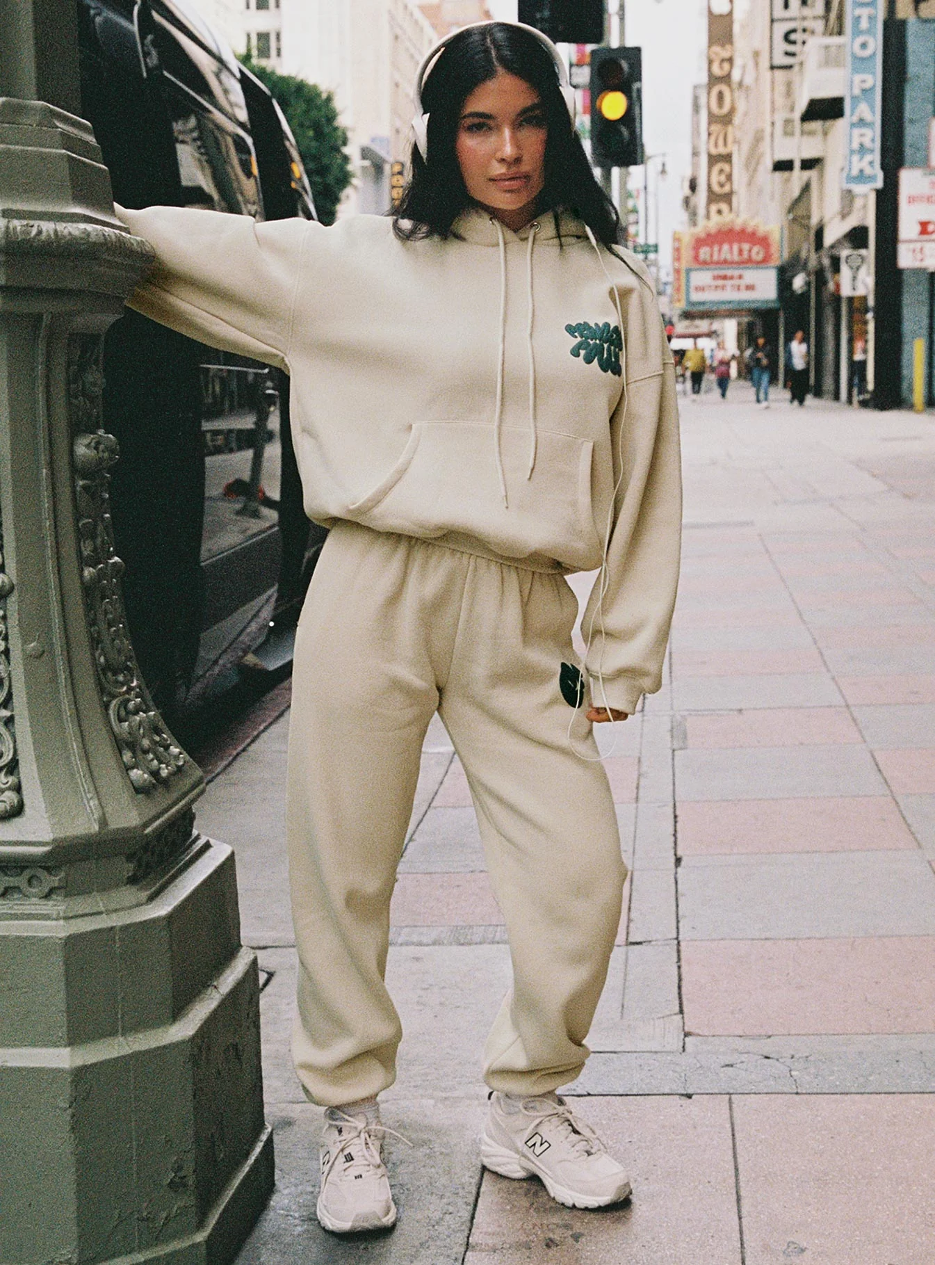 Princess Polly Track Pants Bubble Text Stone / Slate