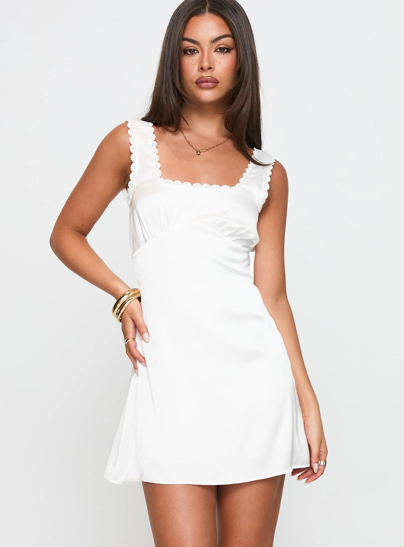 Dasha Satin Mini Dress White