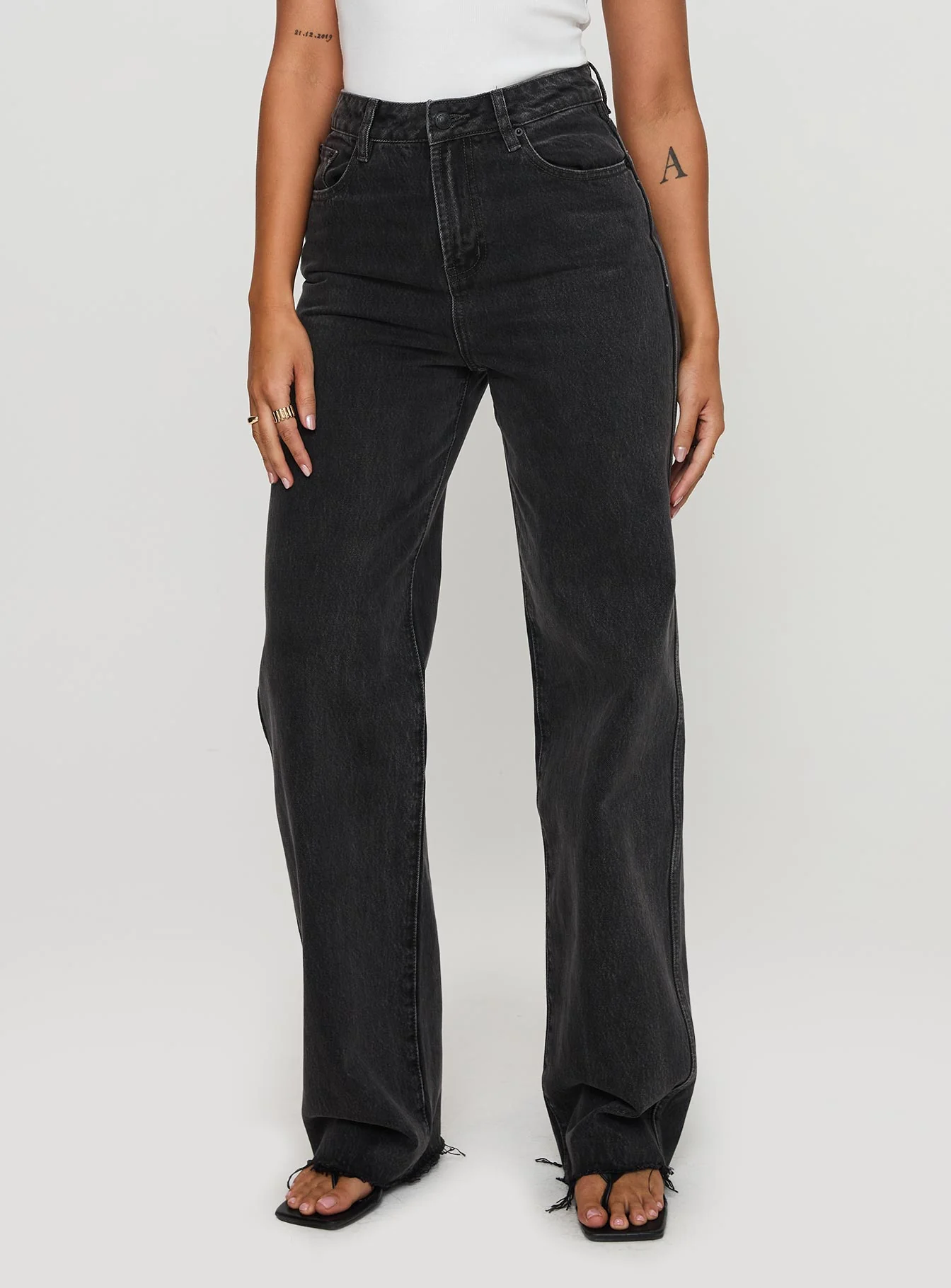 Karlina High Rise Straight Leg Jean Charcoal