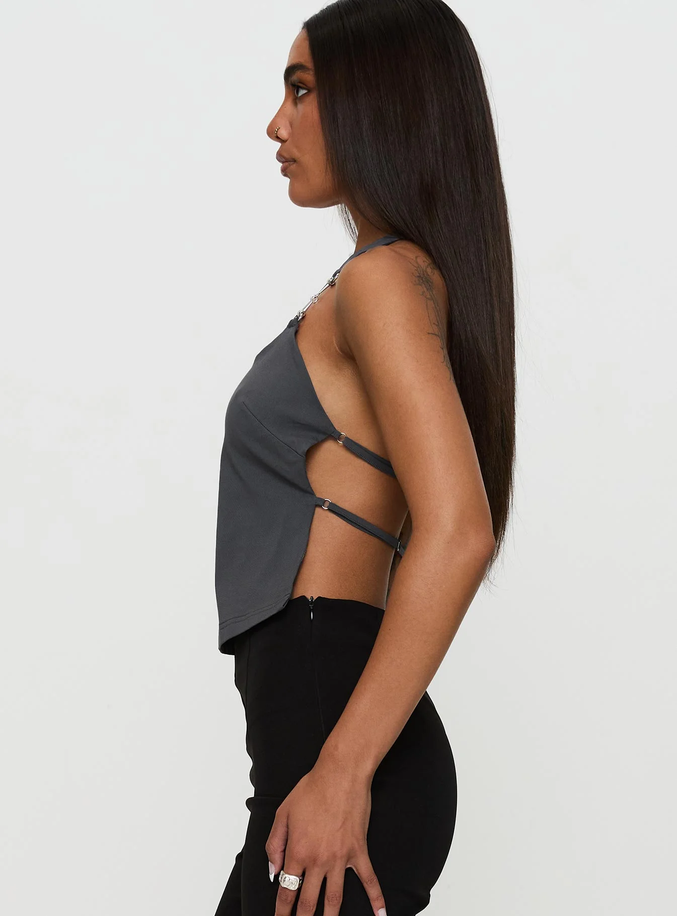 Eyes On You Backless Top Slate