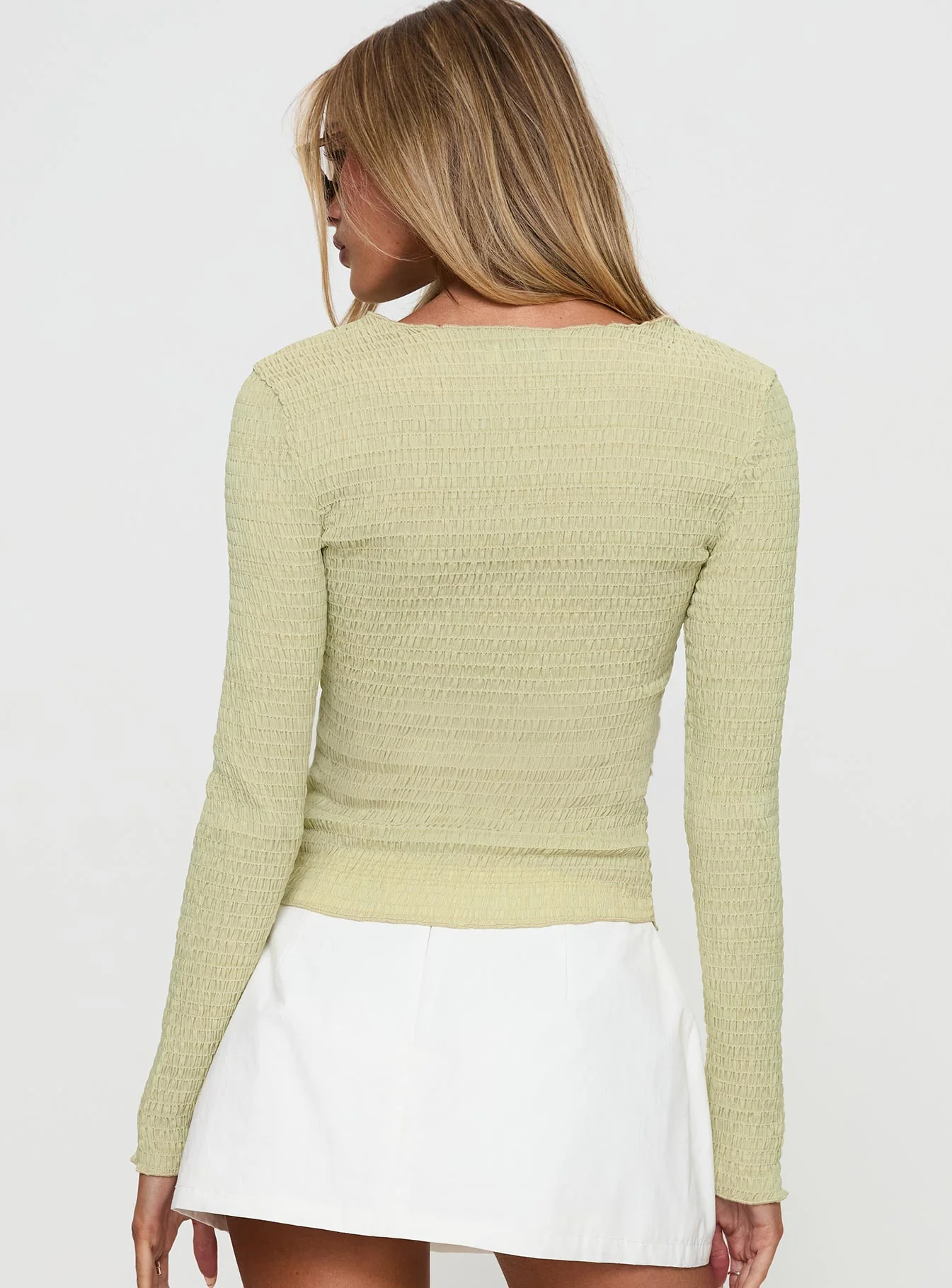 Murphey Ruched Long Sleeve Top Green