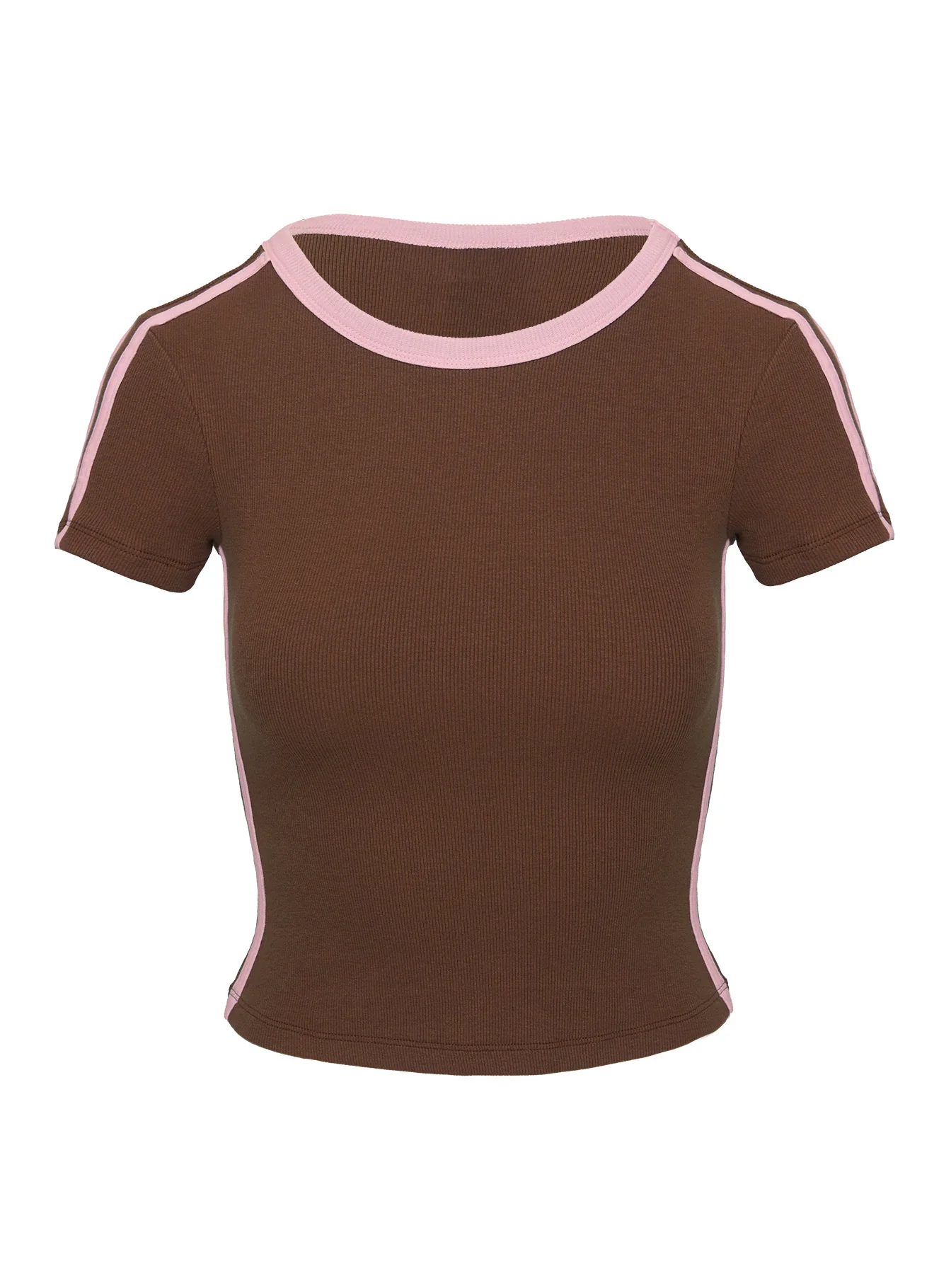 Baseline Scoop Rib Tee Brown / Pink