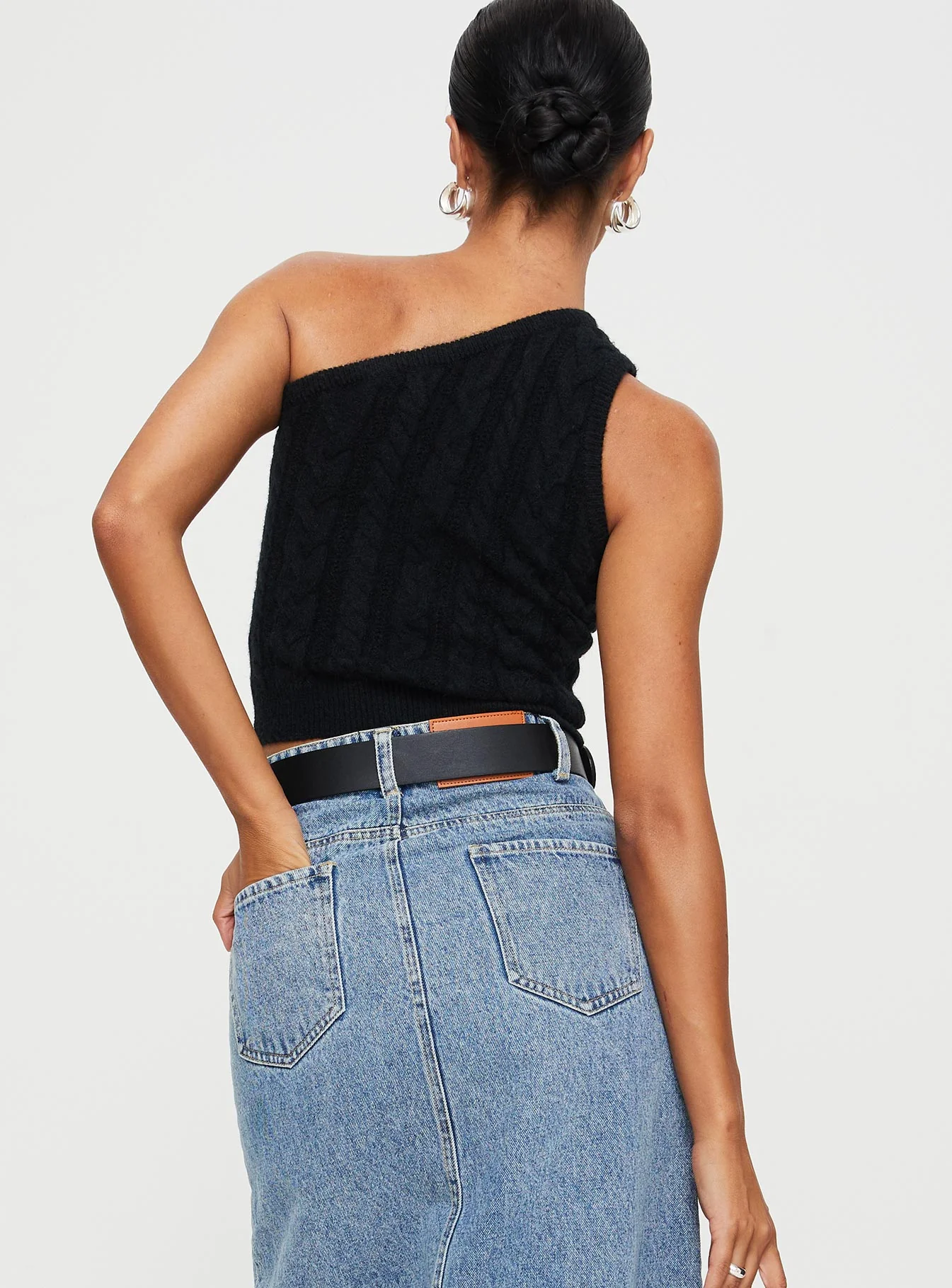 Kateri One Shoulder Top Black
