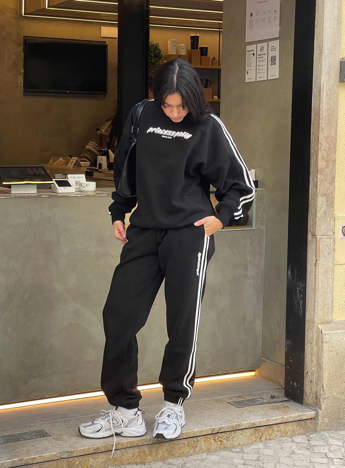 Princess Polly Track Pants Stripe Black / White