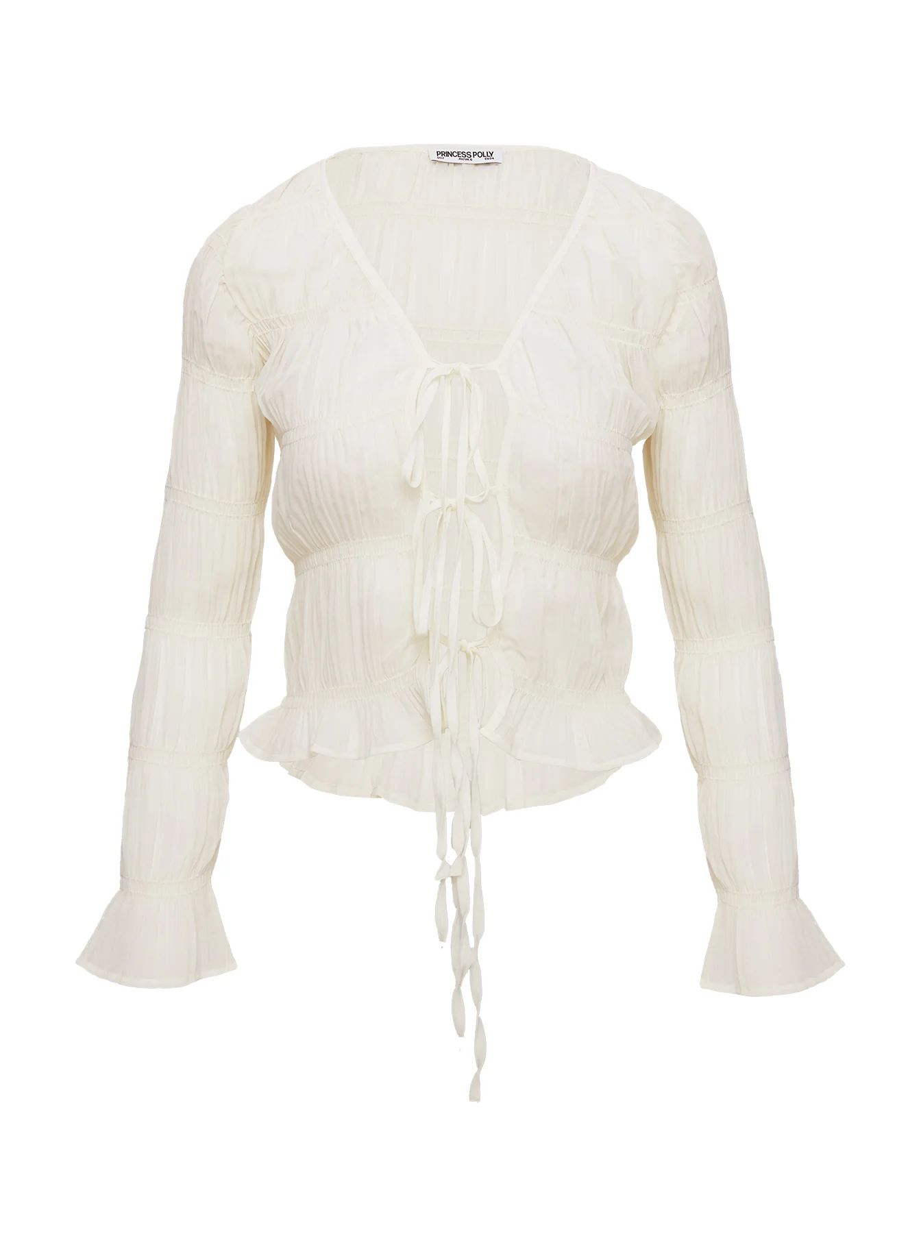 Carnelian Frill Long Sleeve Top Cream