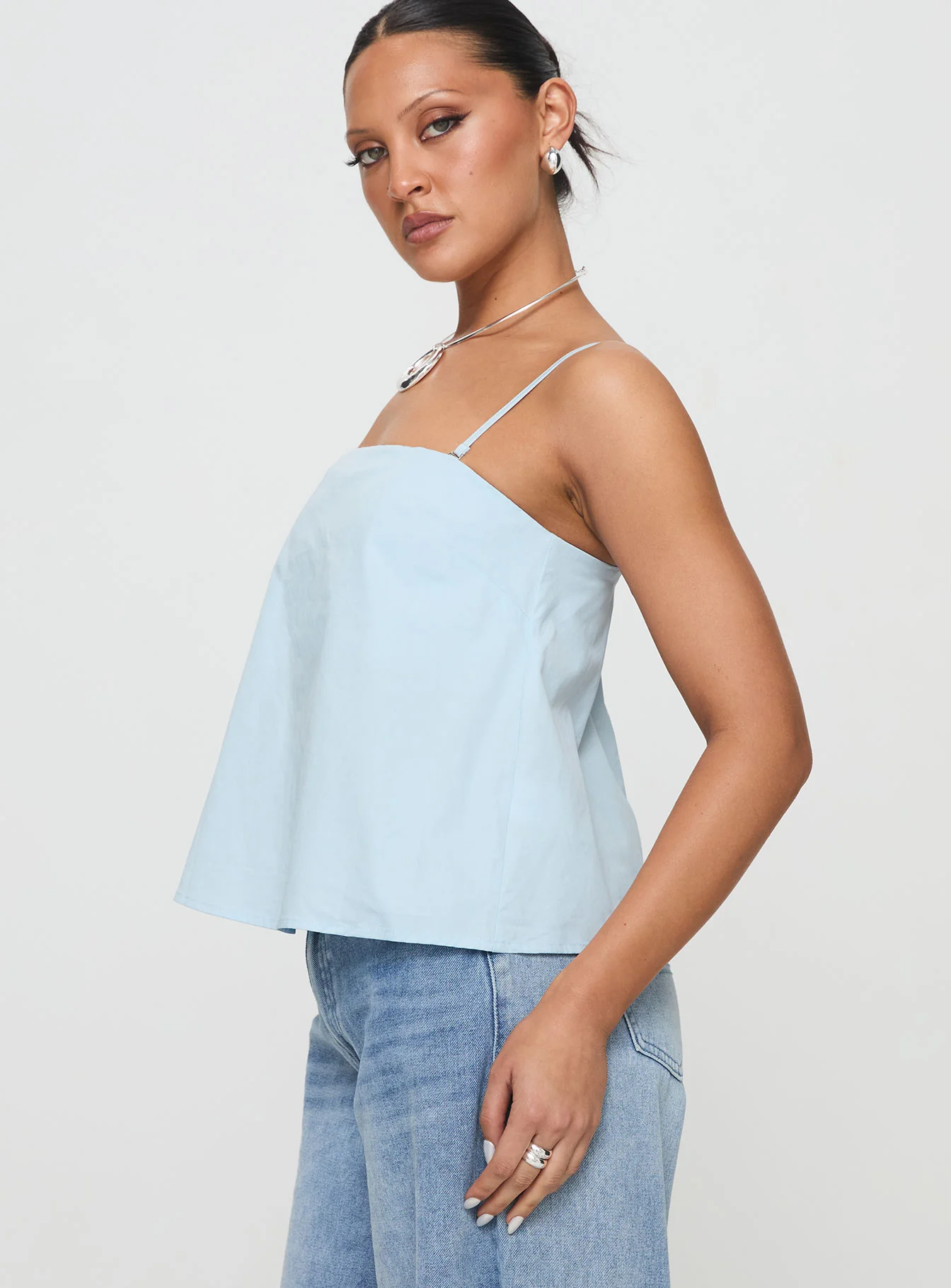 Trapeze Strapless Top Blue