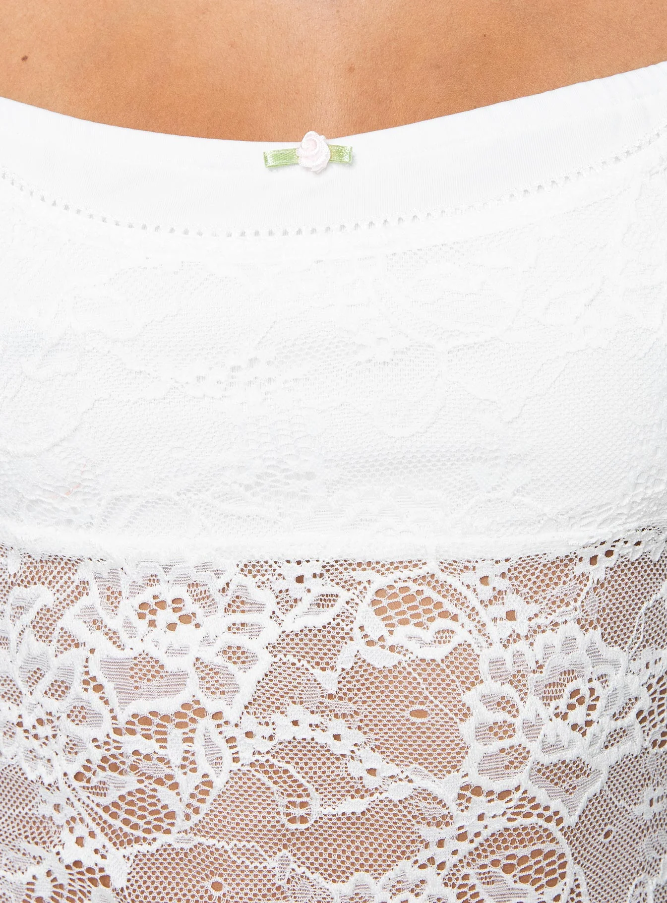 Peachy Double Lace Top White