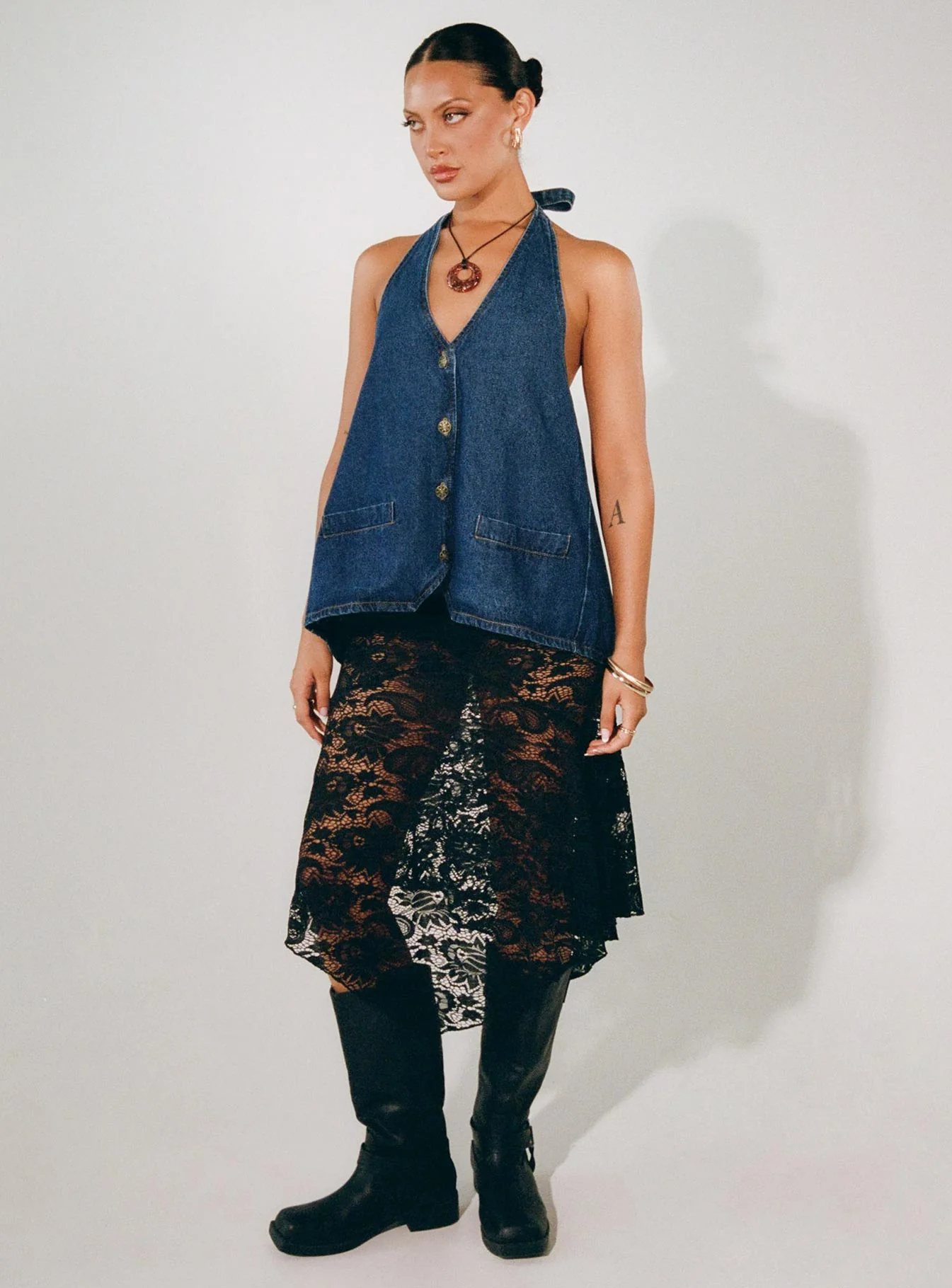 Vana Midi Skirt Jet Black