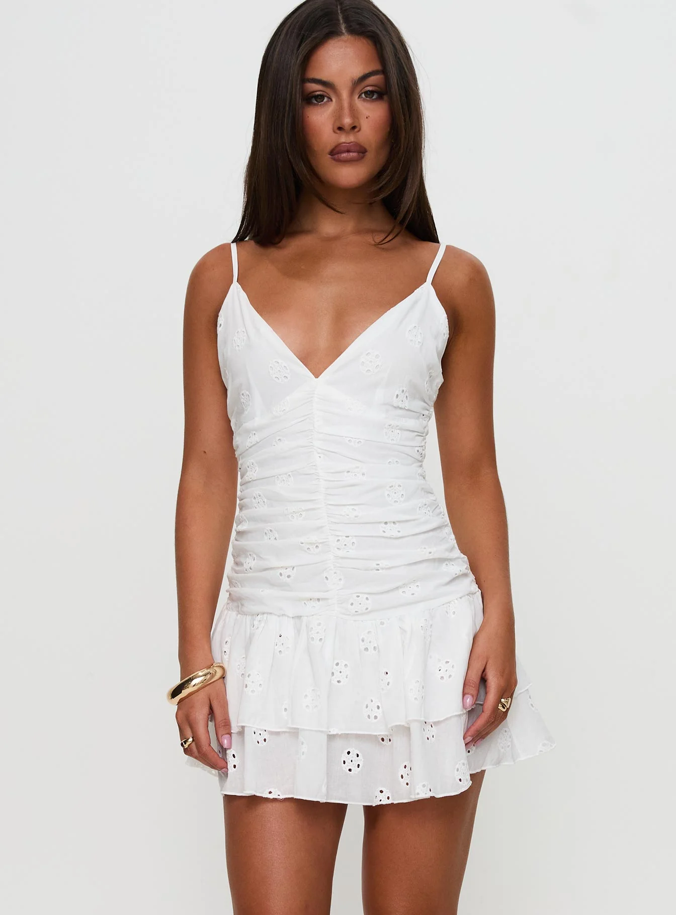 Rothea Mini Dress White Brodierie