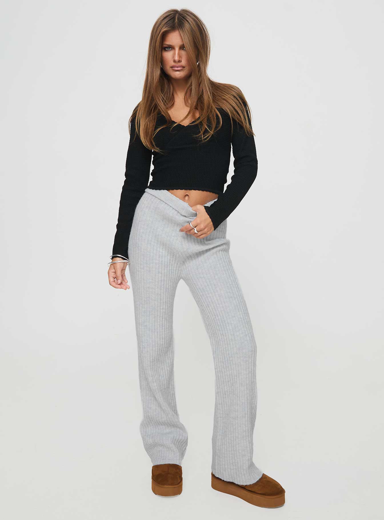 Templa Knit Pants Grey Marle