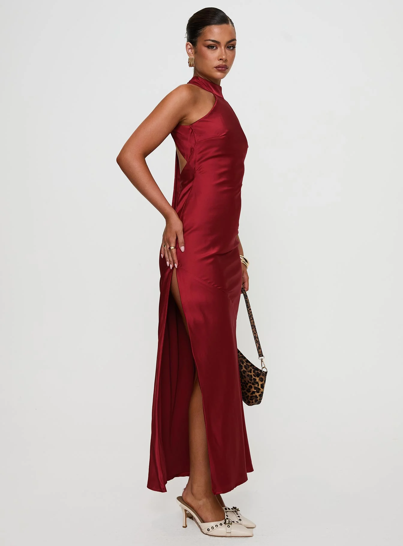Mordecai Halter Maxi Dress Burgundy