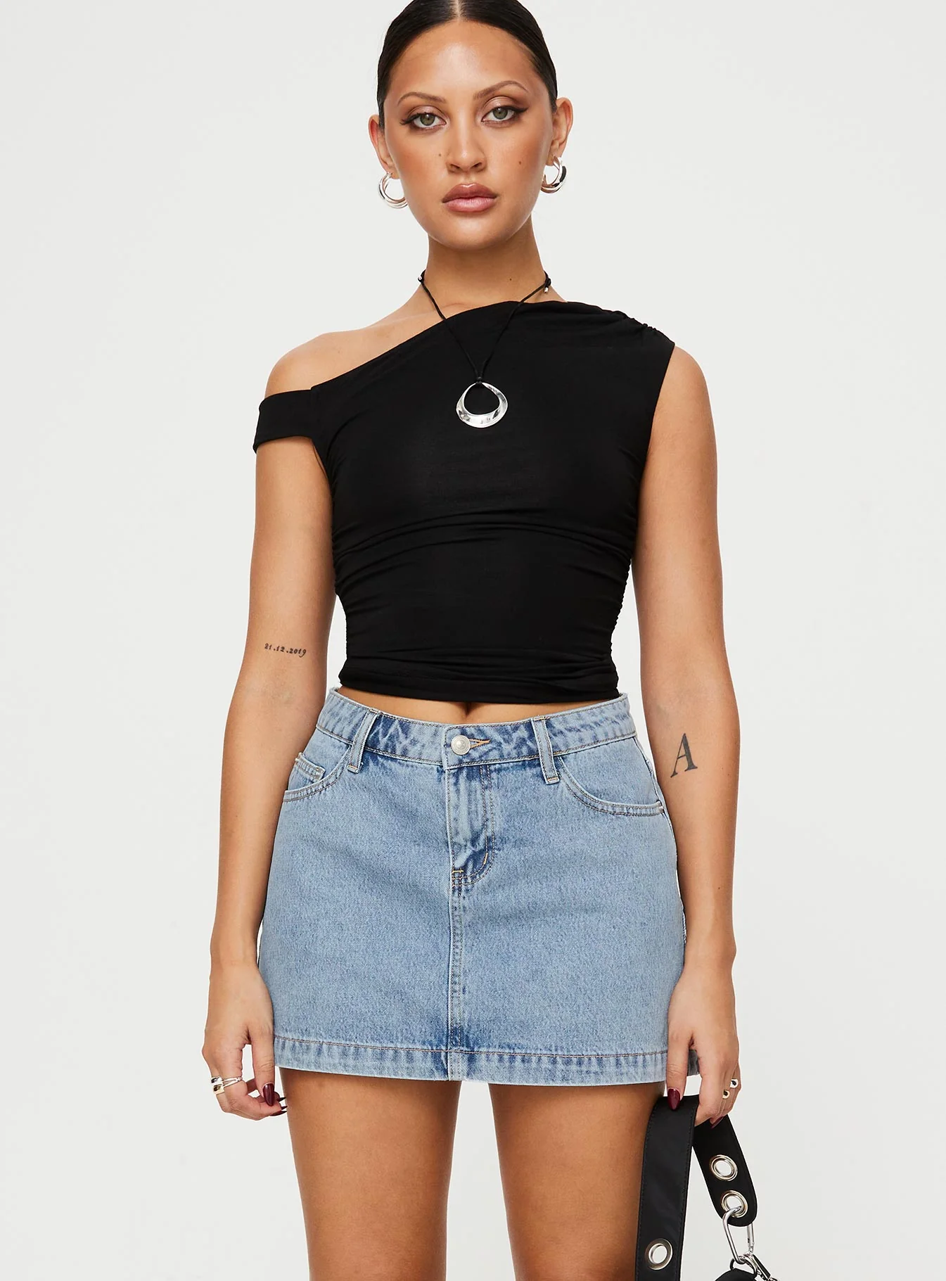 Nickei Denim Mini Skirt Light Wash