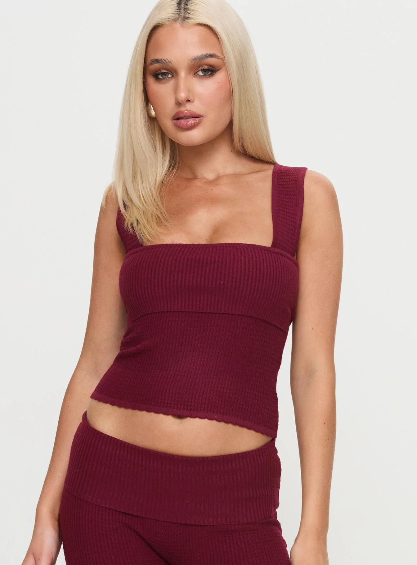 Mooring Square Neck Top Maroon