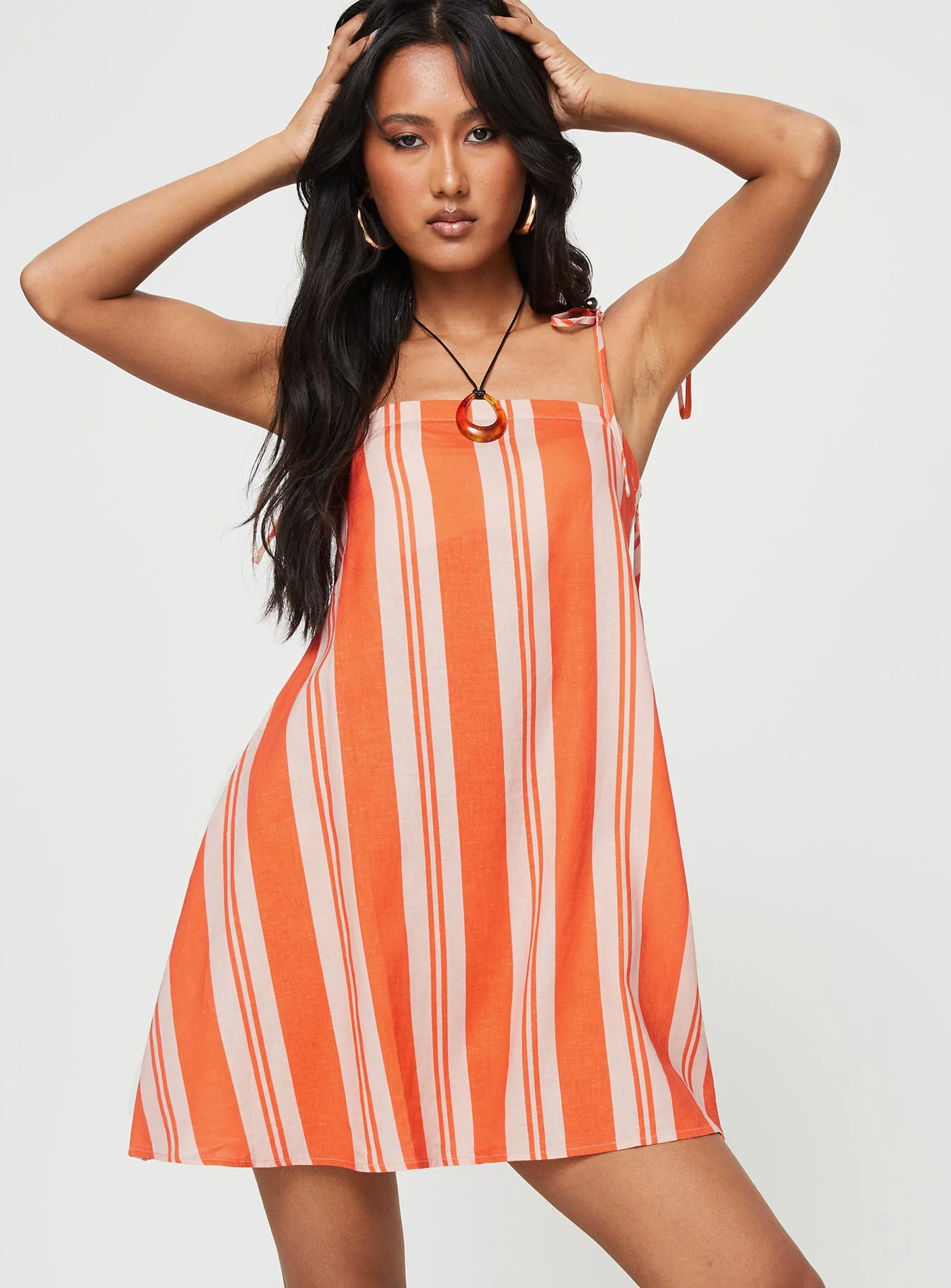 Jorgie Linen Blend Mini Dress Orange Multi