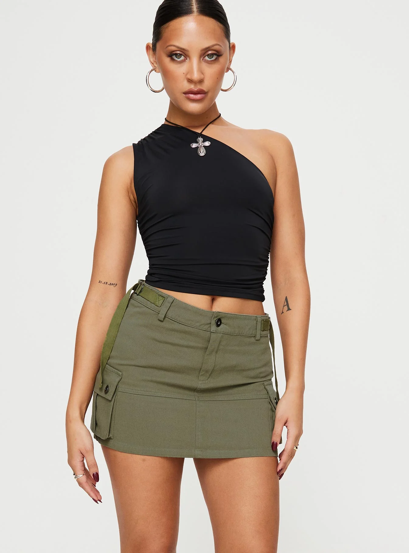 Take You Cargo Mini Skirt Green