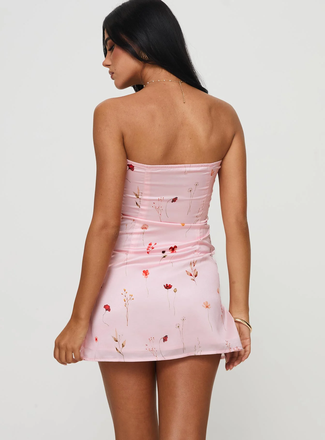 Irena Strapless Mini Dress Pink Floral