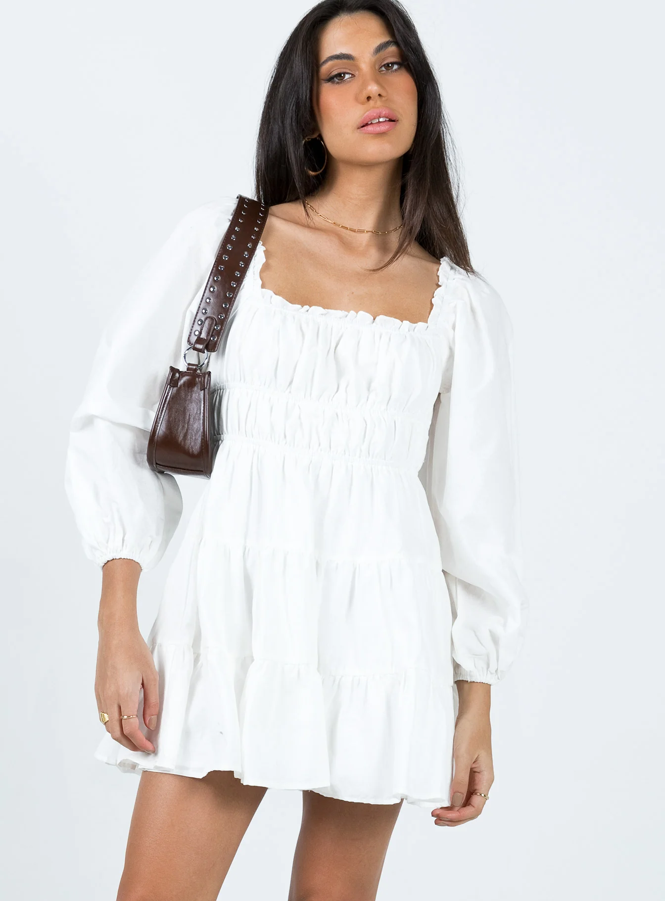 Ceara Long Sleeve Mini Dress White