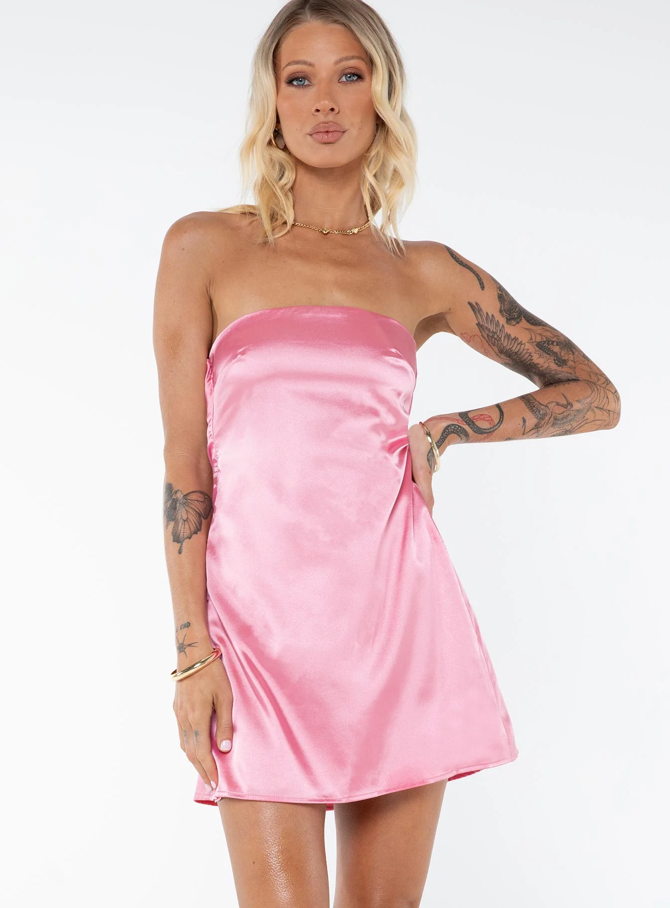 Shaya Strapless Mini Dress Pink Tall