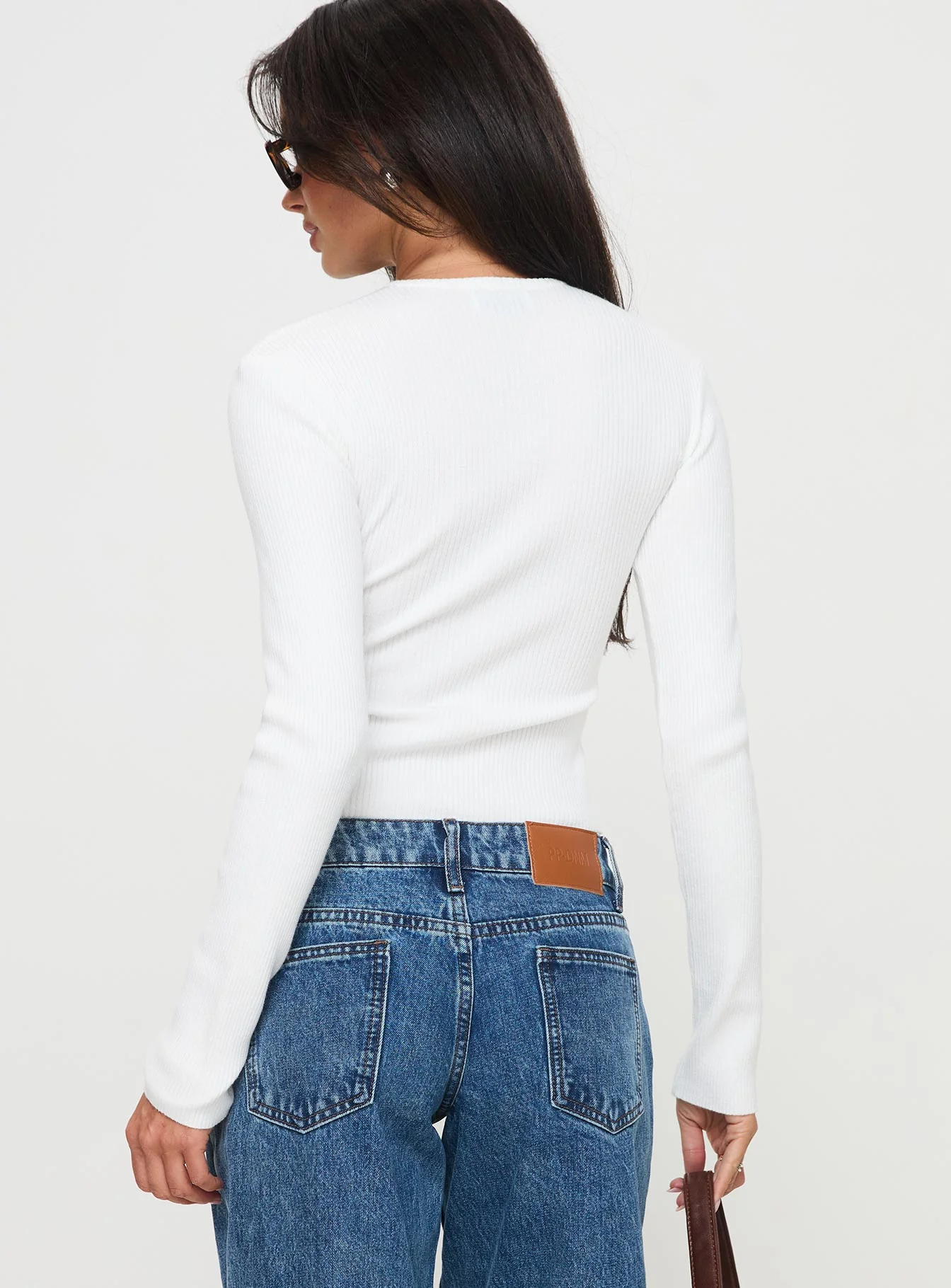 Suzu Long Sleeve Knit Top White