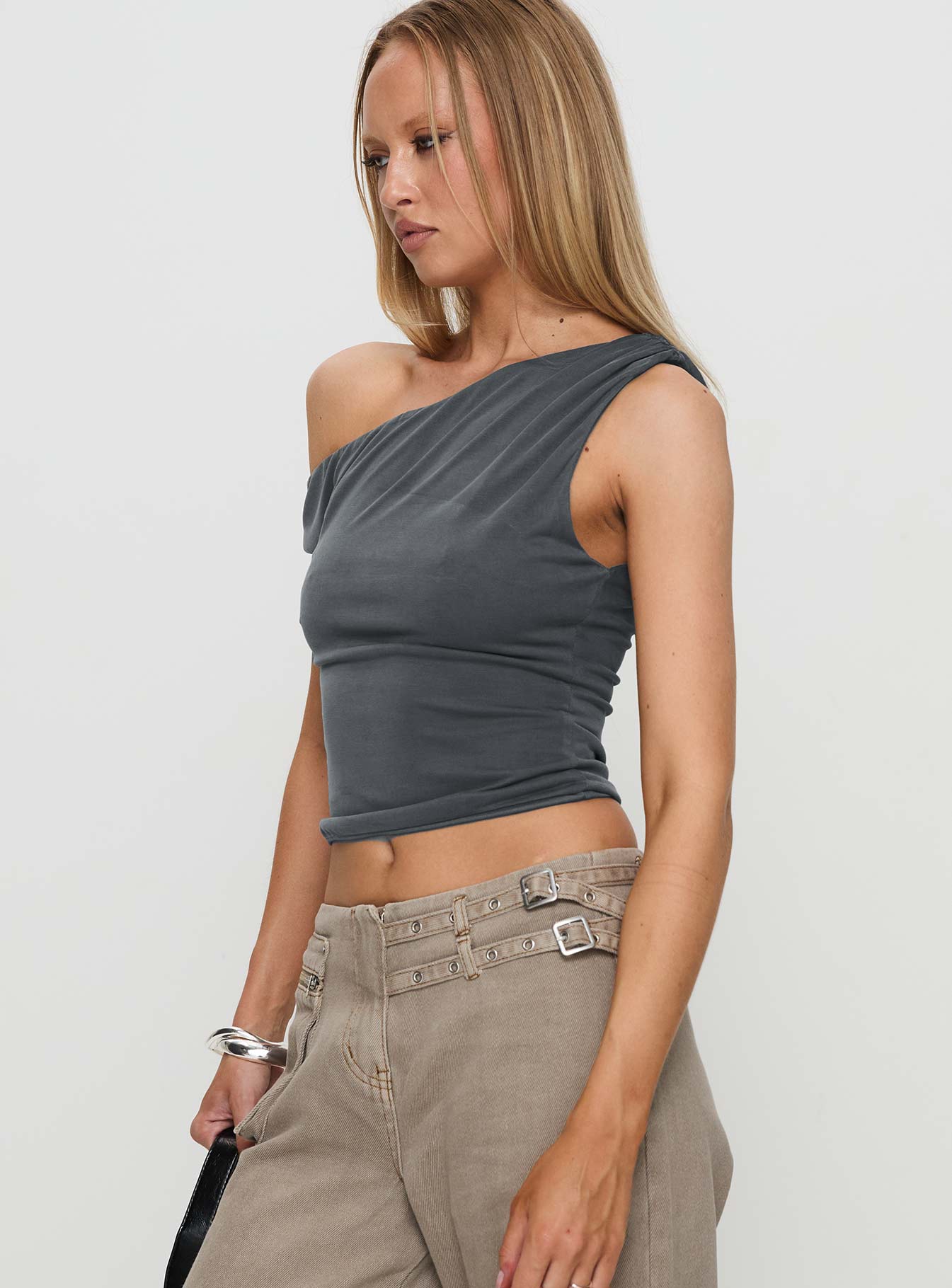 Danette One Shoulder Top Slate
