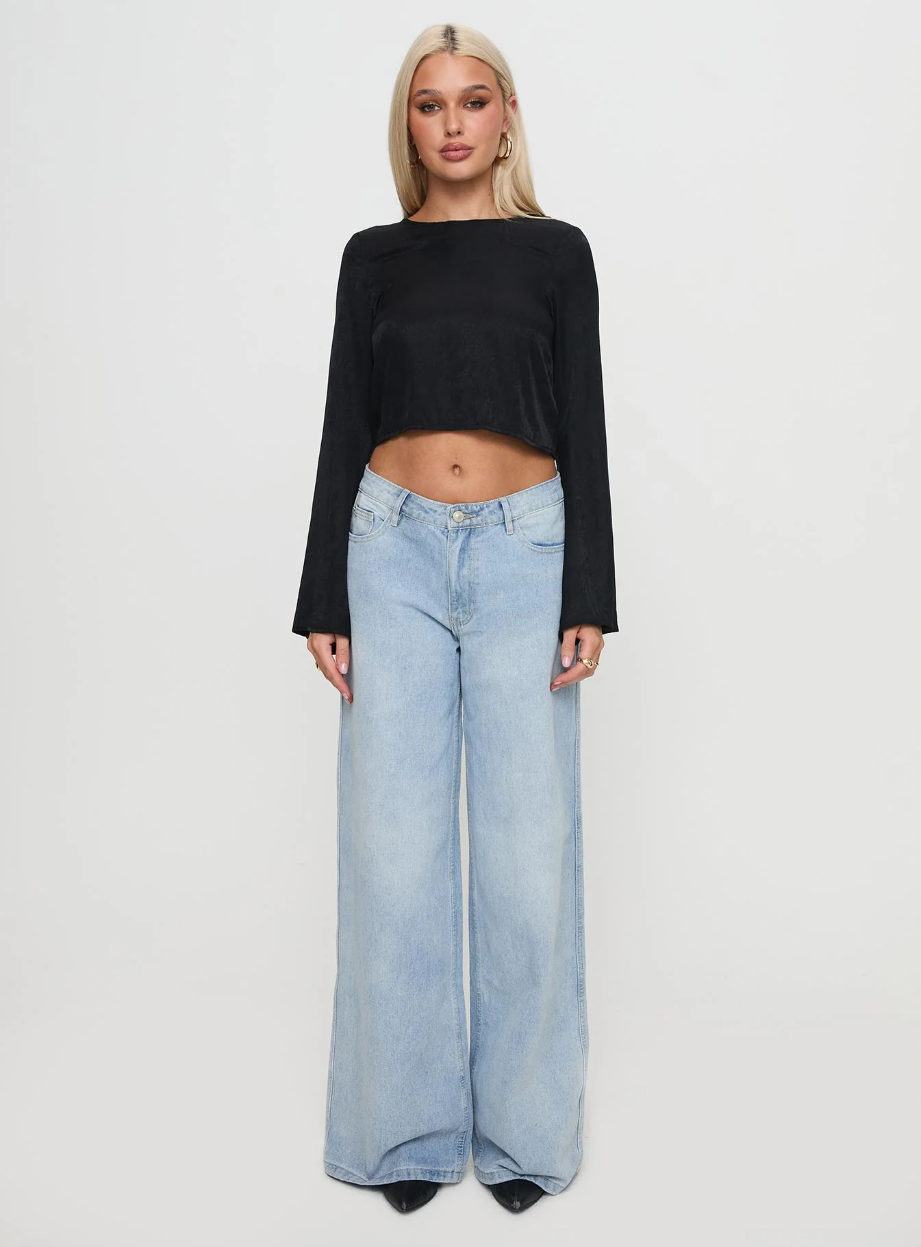 Rhydian Long Sleeve Tie Top Black