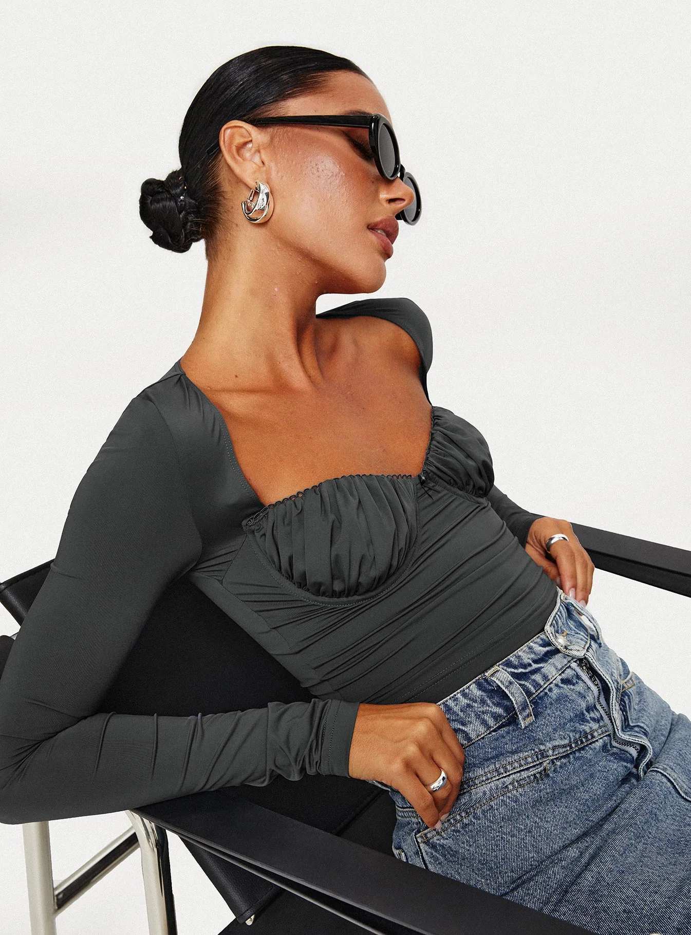 Candyce Long Sleeve Top Slate