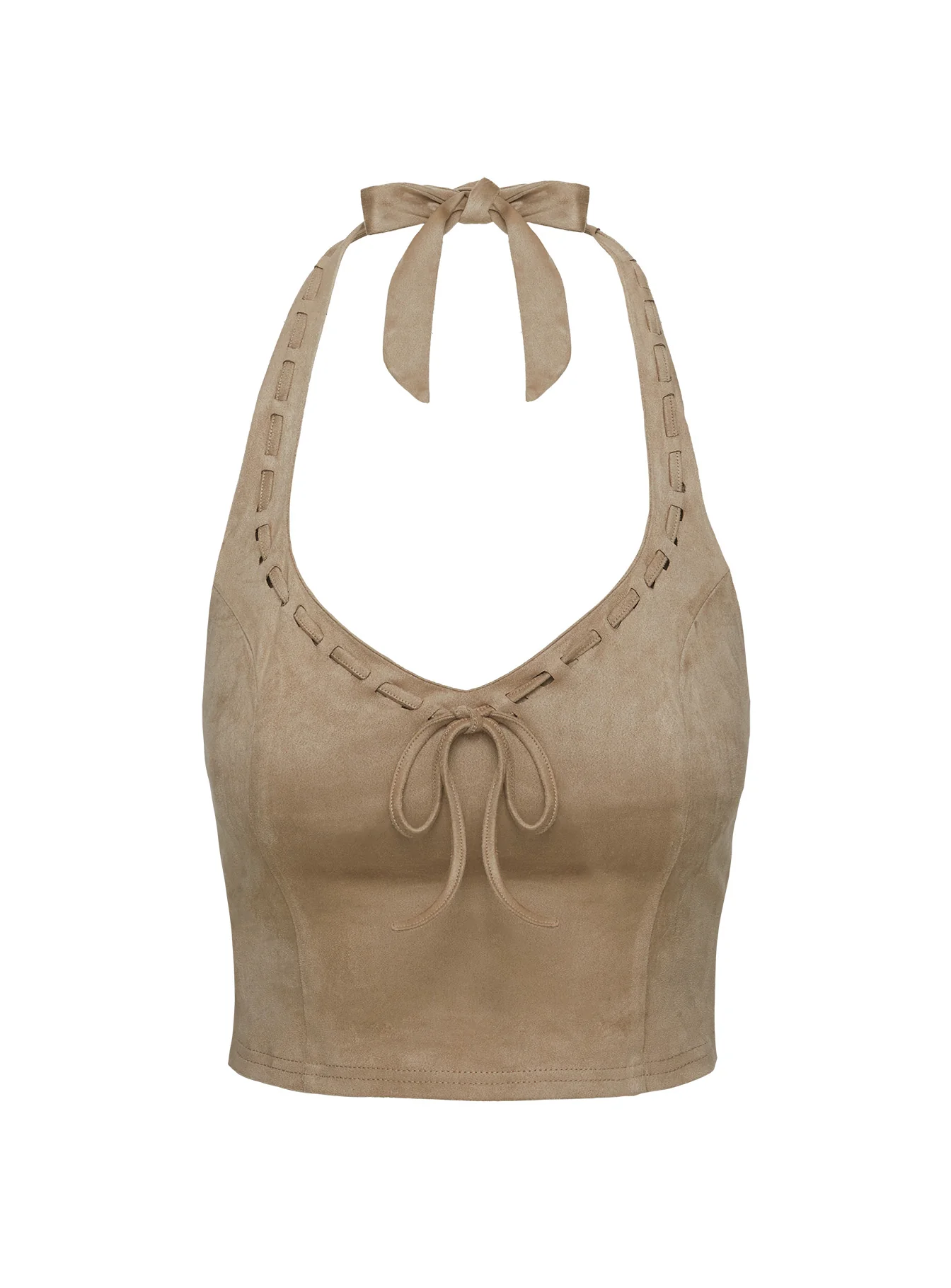 Eternal Youth Faux Suede Top Taupe