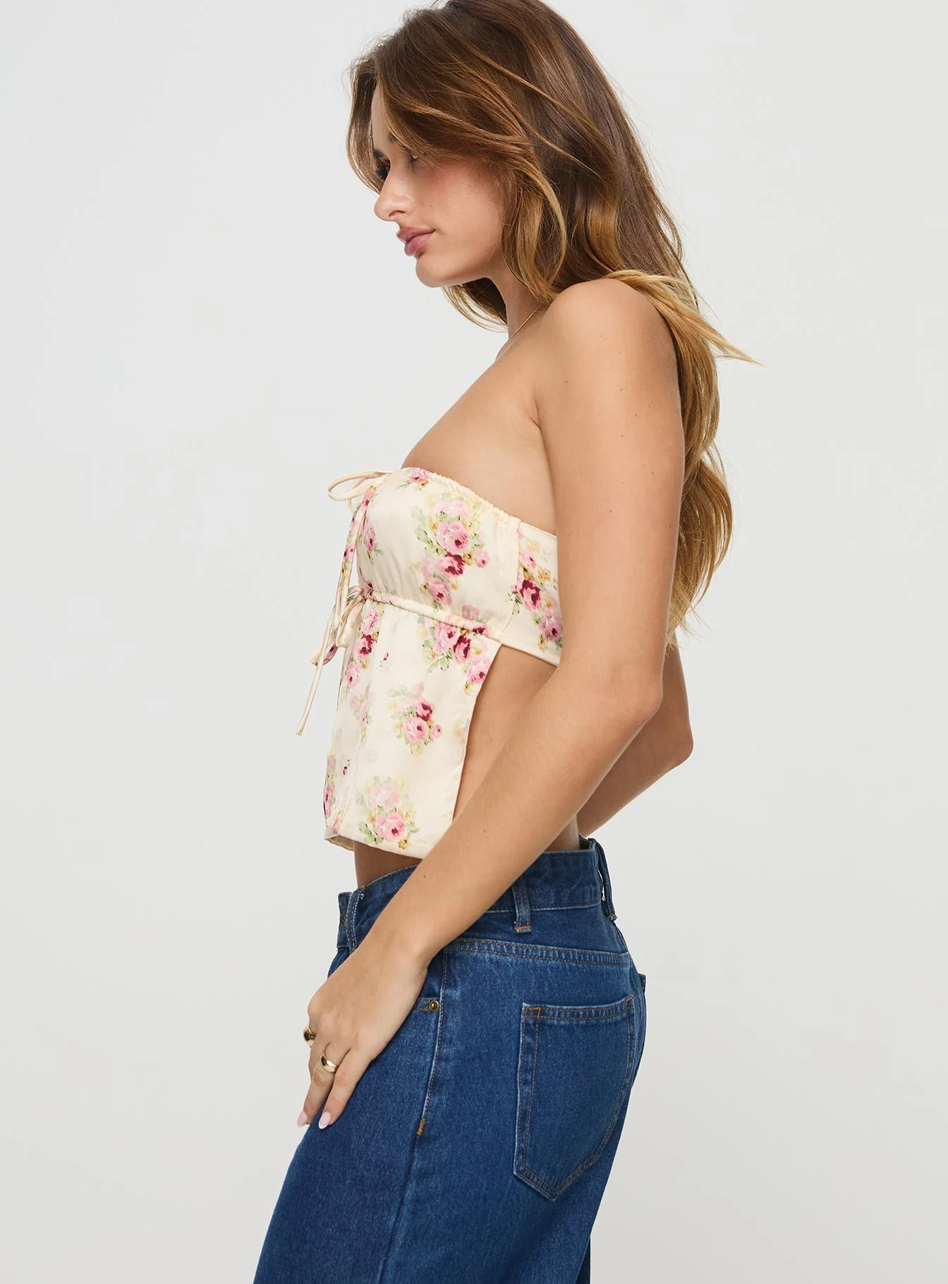 Eithanale Strapless Top Cream / Floral