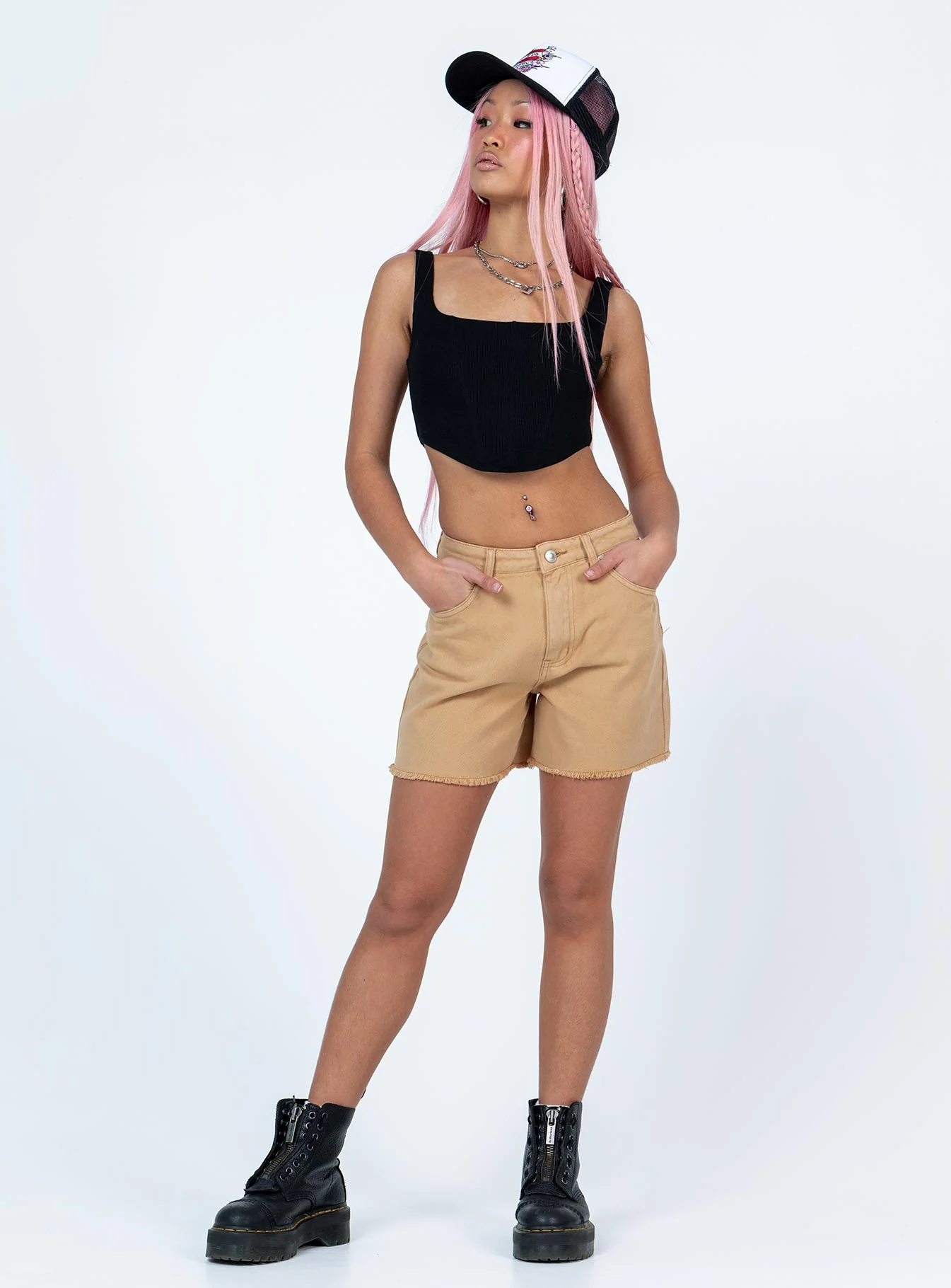 Caral Denim Shorts Tan