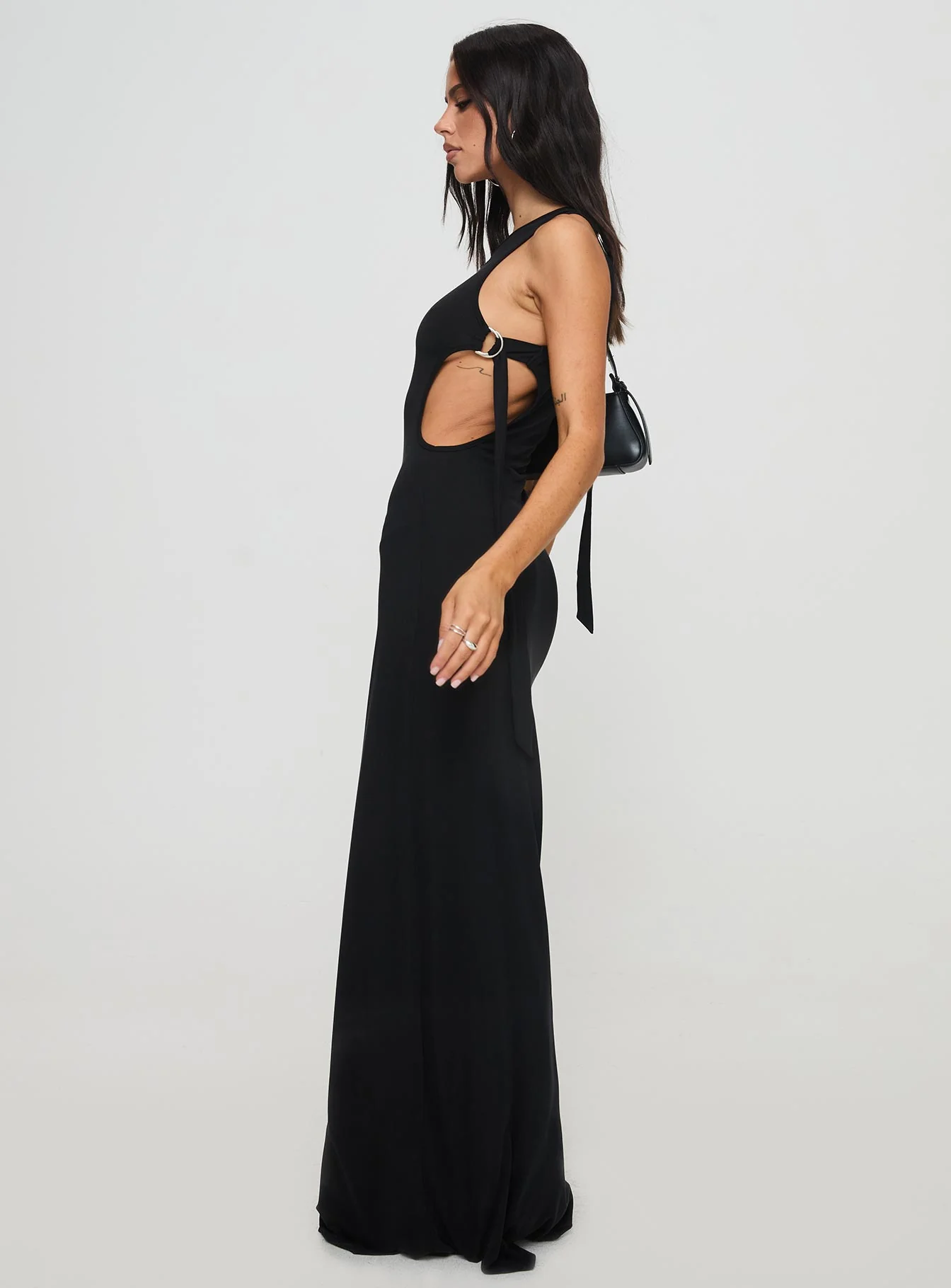 Trail Blazer Asymmetrical Maxi Dress Black