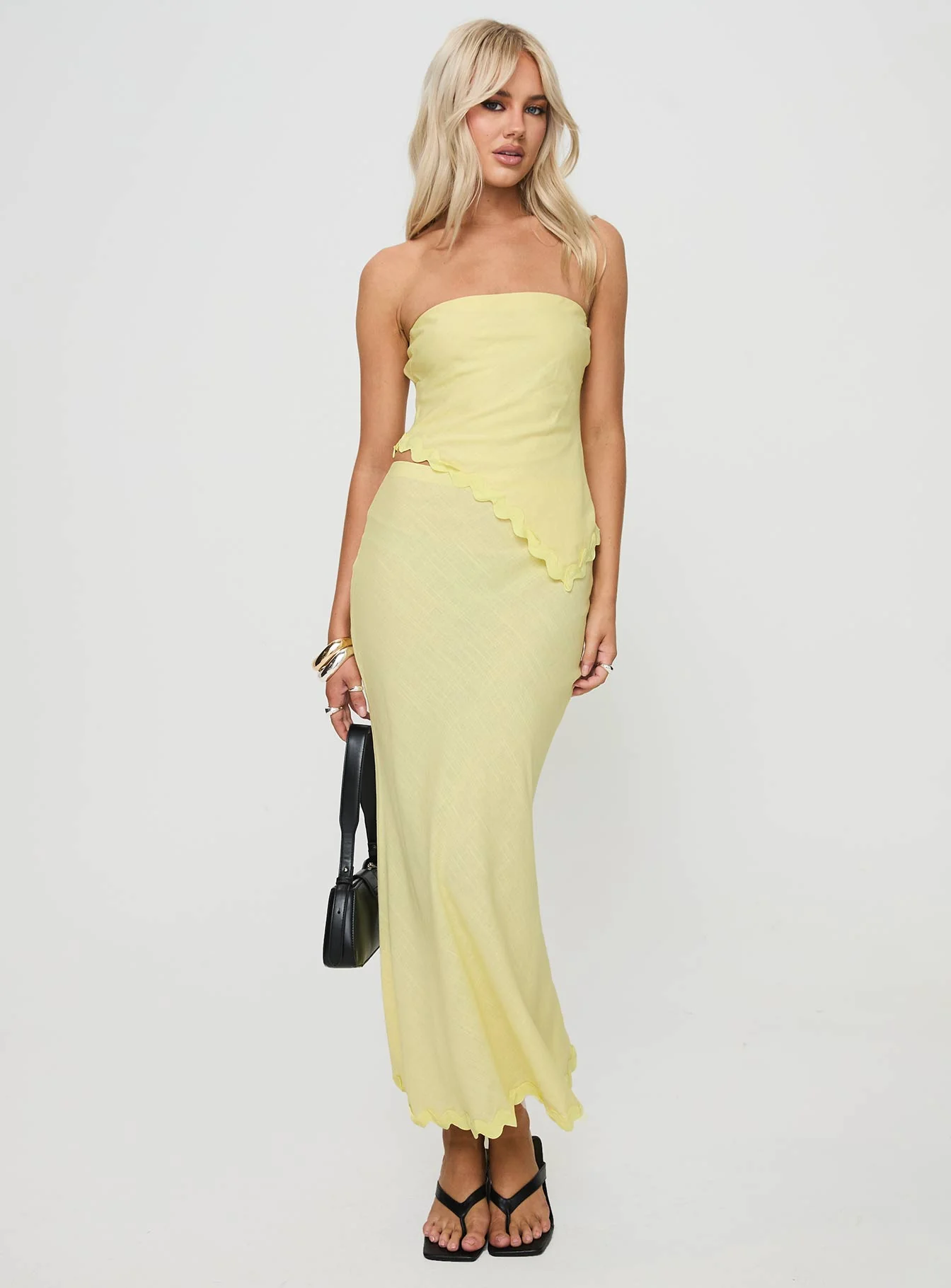 Sunburst Strapless Top Yellow
