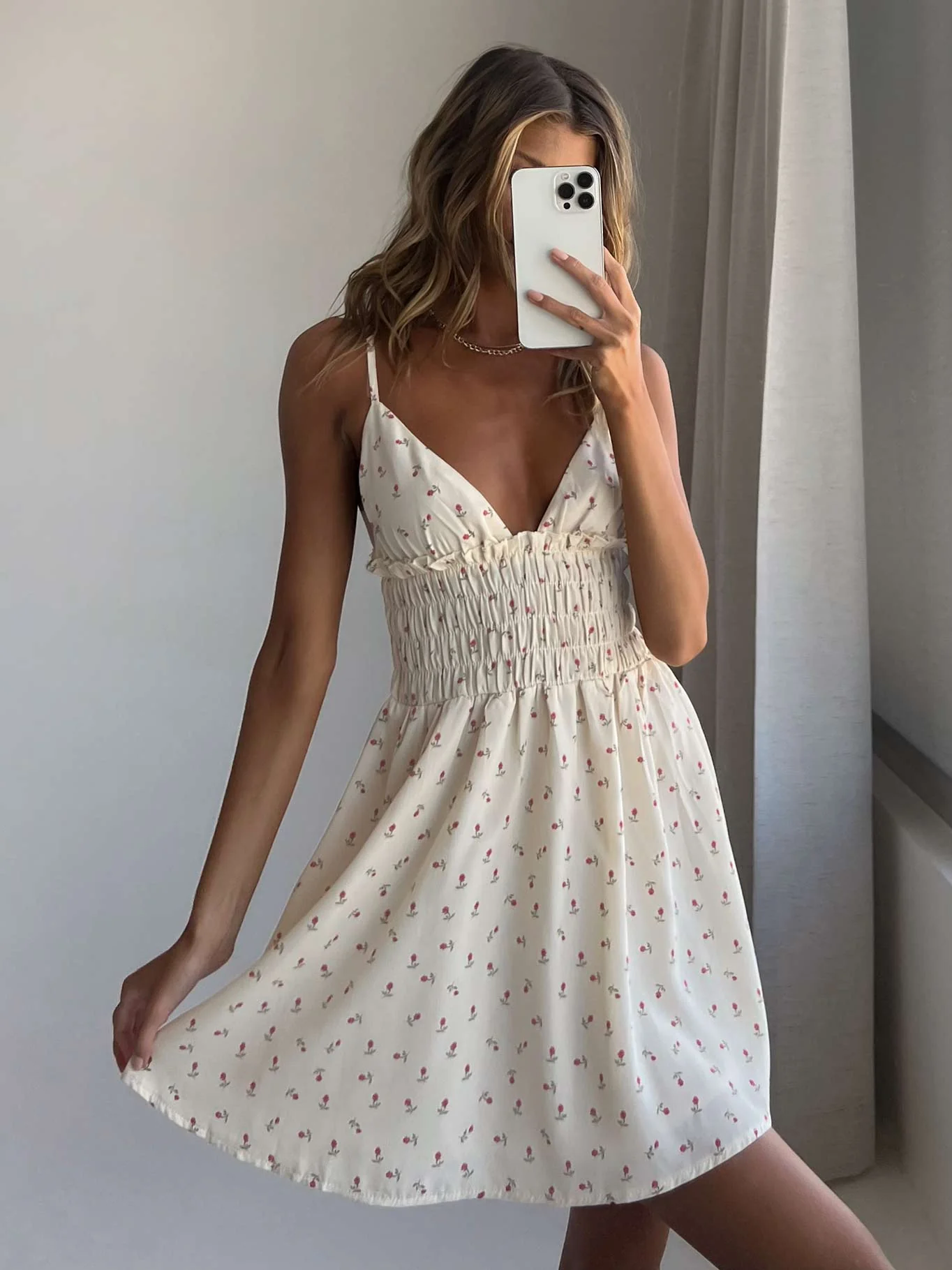 Roza Mini Dress Beige Petite