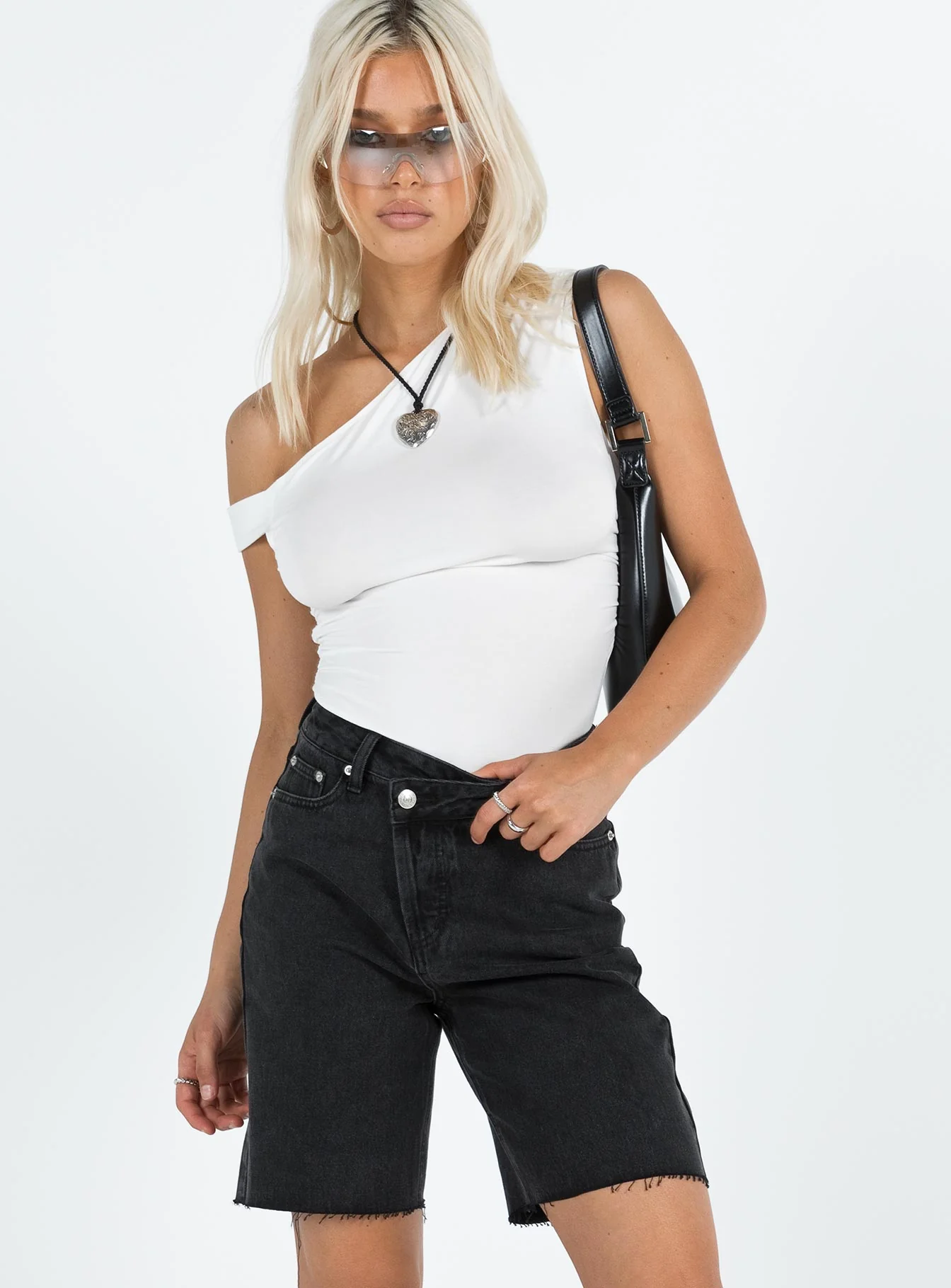 Xena Long Denim Shorts Black