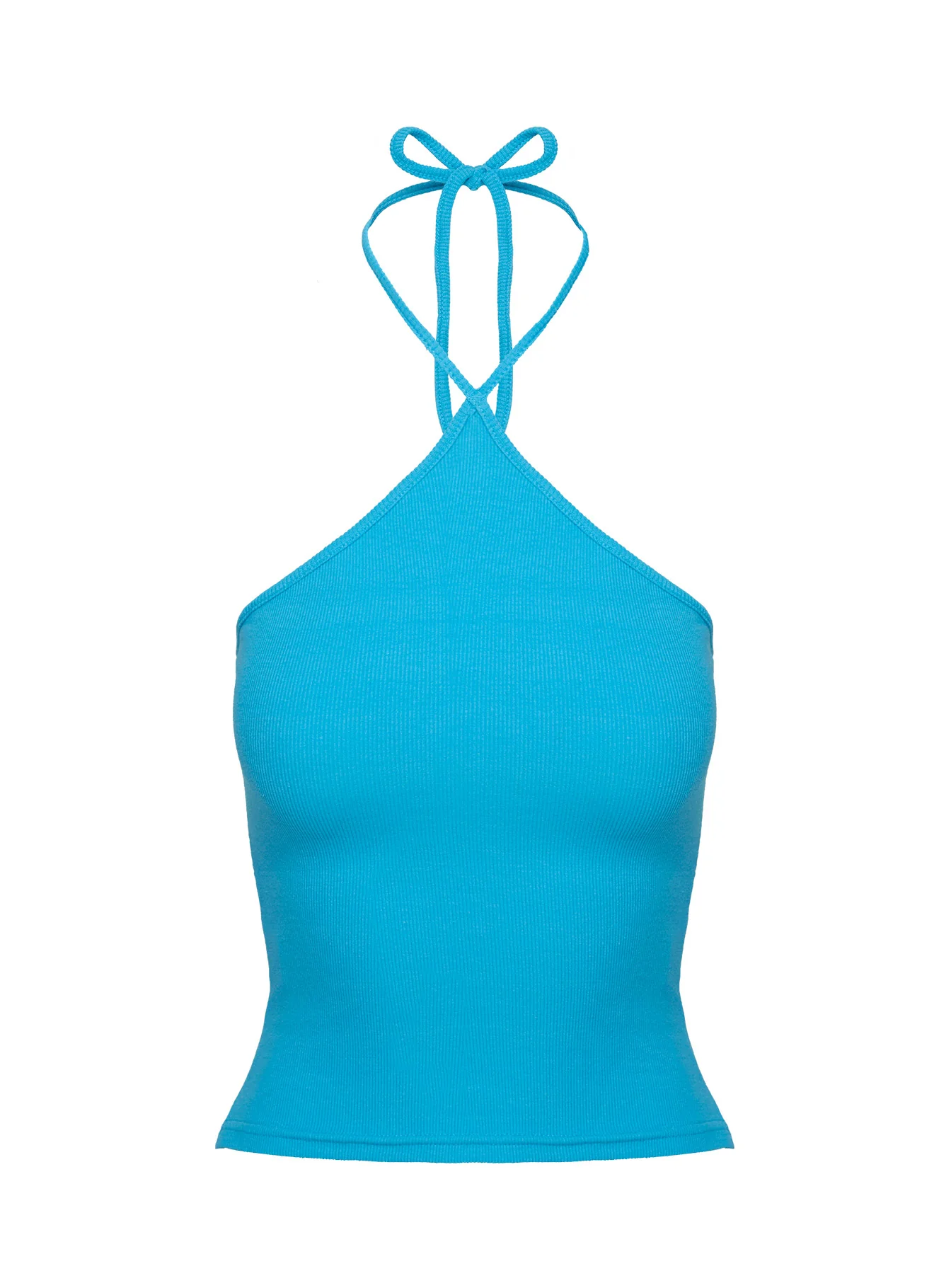Baseline Halter Rib Top Blue