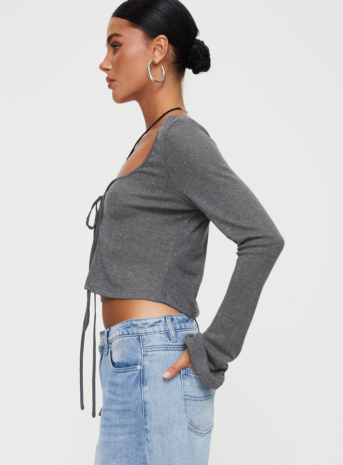 Barbaro Long Sleeve Top Slate Grey