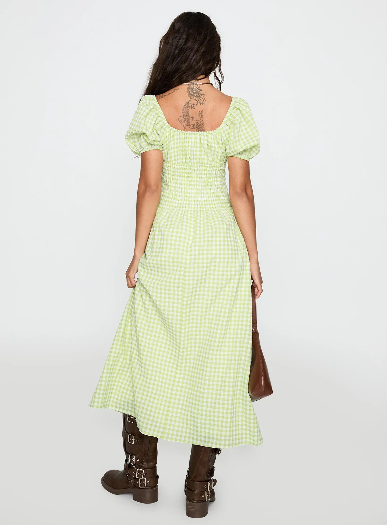 More Than Butterflies Maxi Dress Green Check