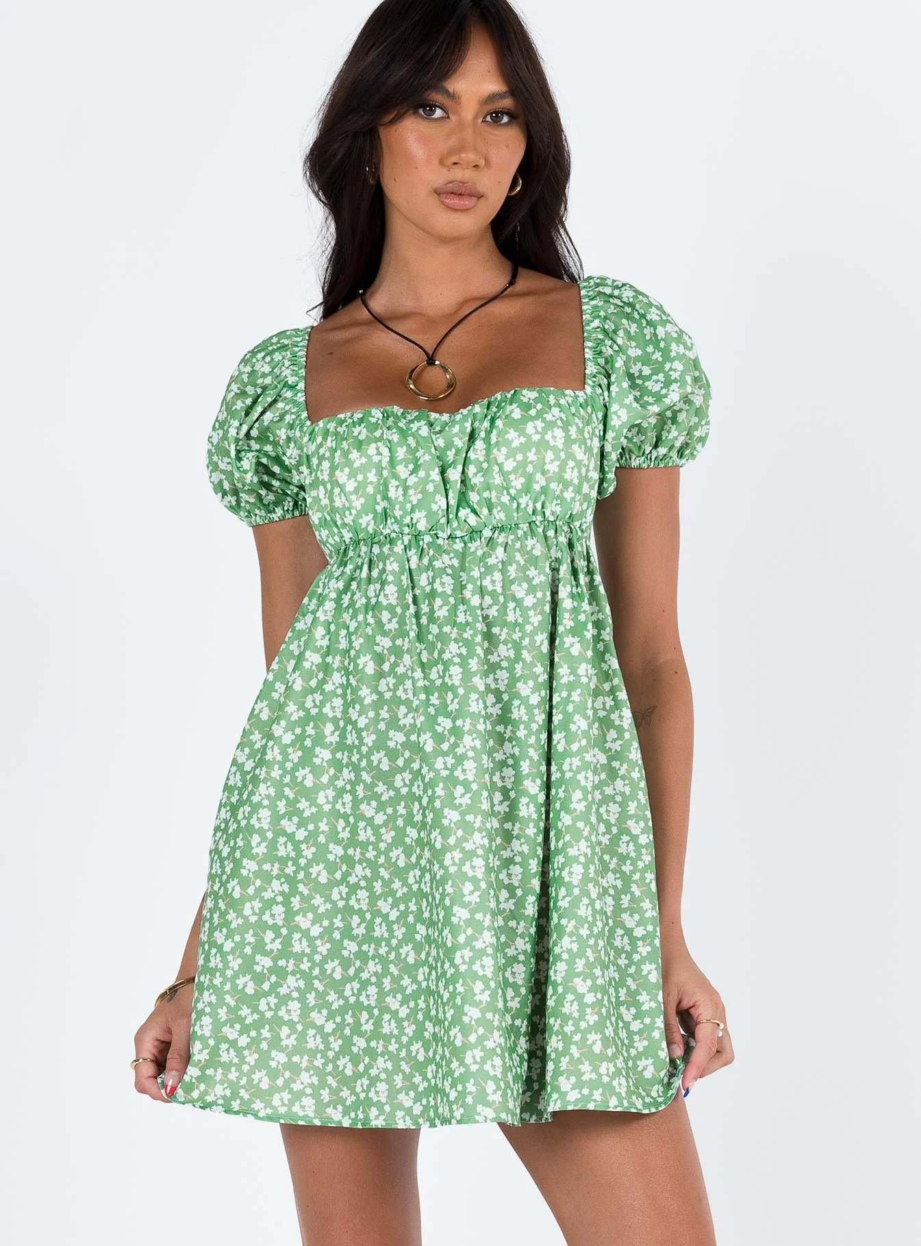 Let's Dance Mini Dress Green Floral