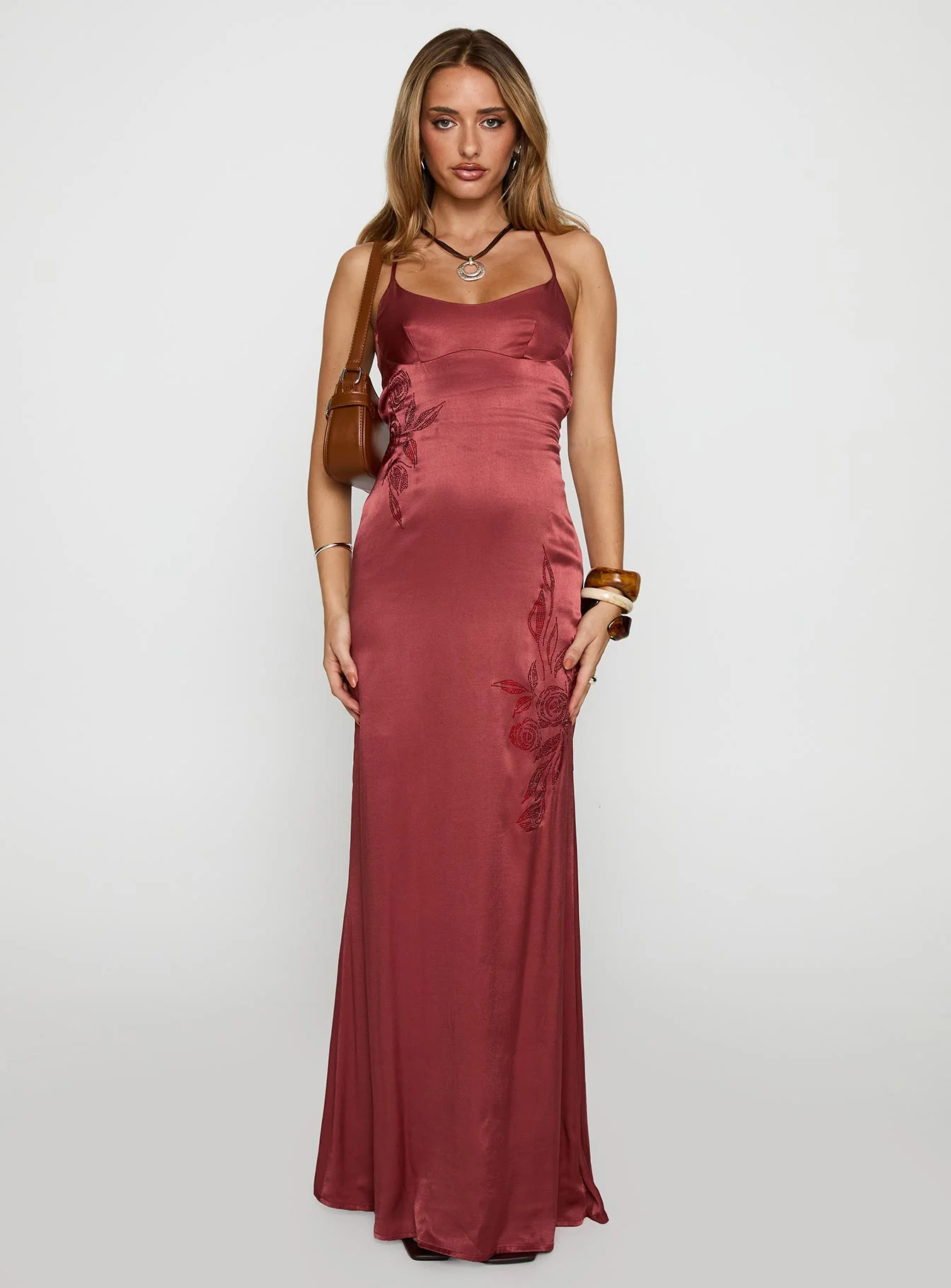 Catch You Up Beaded Maxi Dress Red