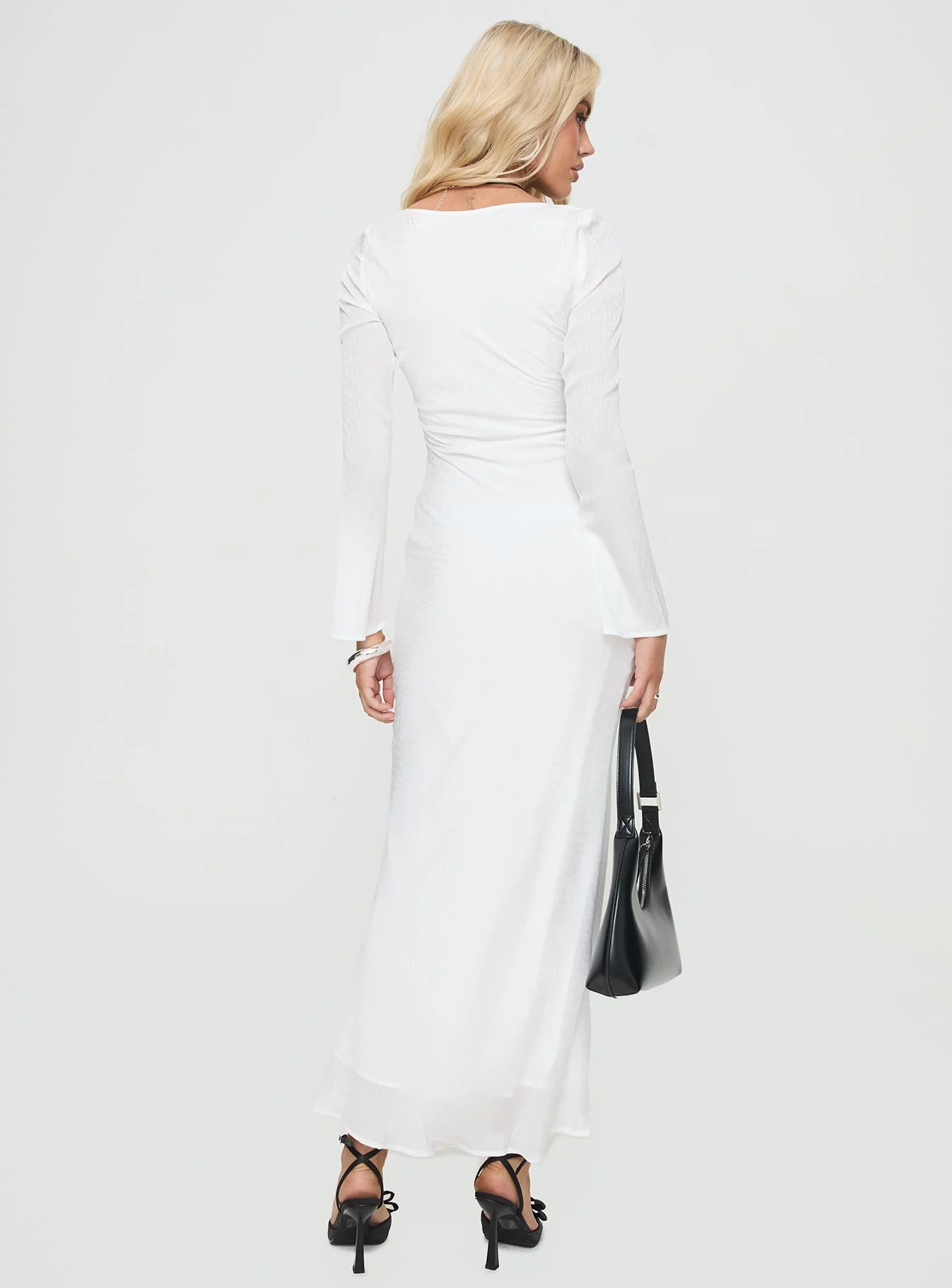 Sorento Long Sleeve Bias Cut Maxi Dress White