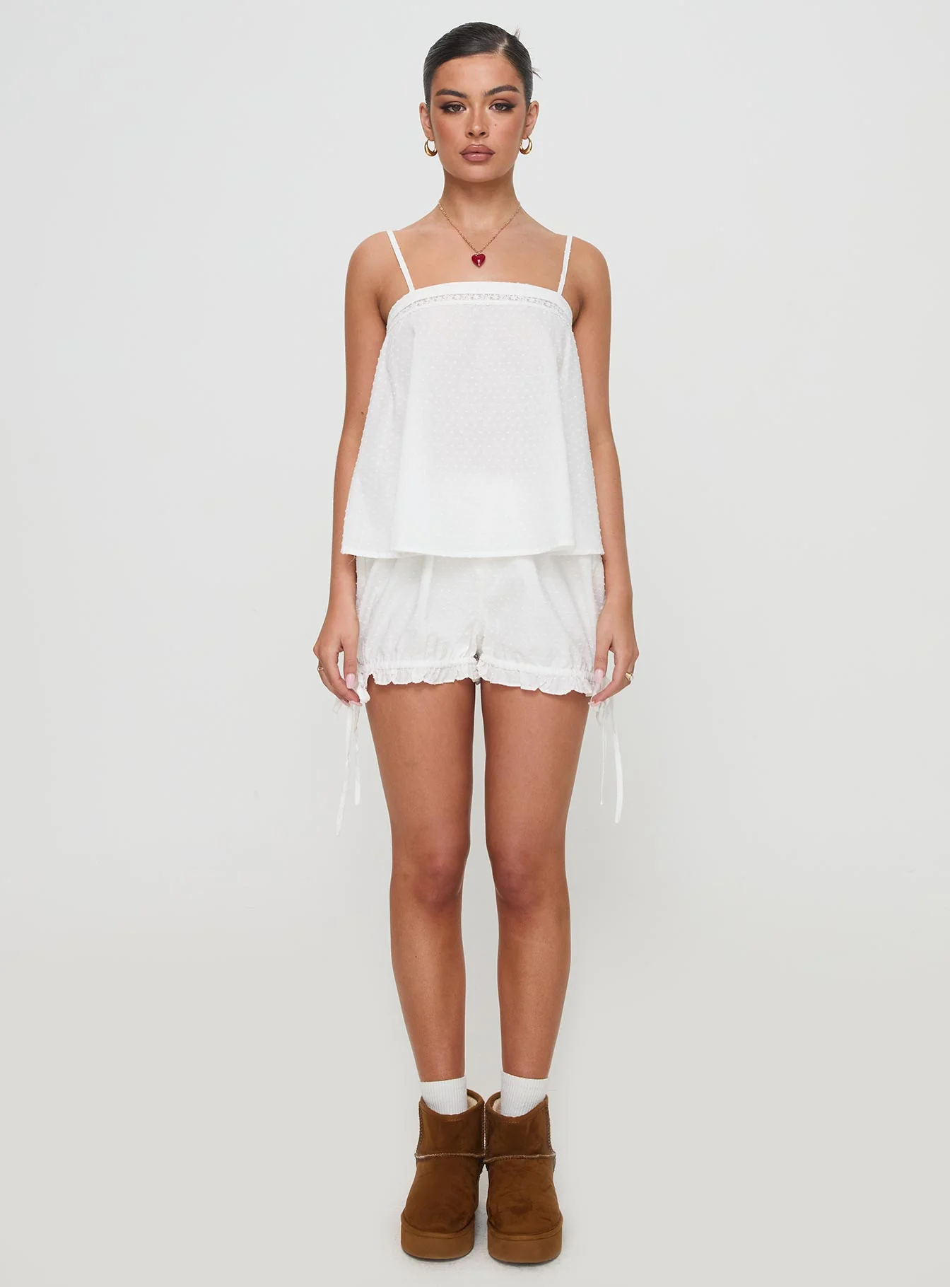 Invisible String Lace Sleep Top White