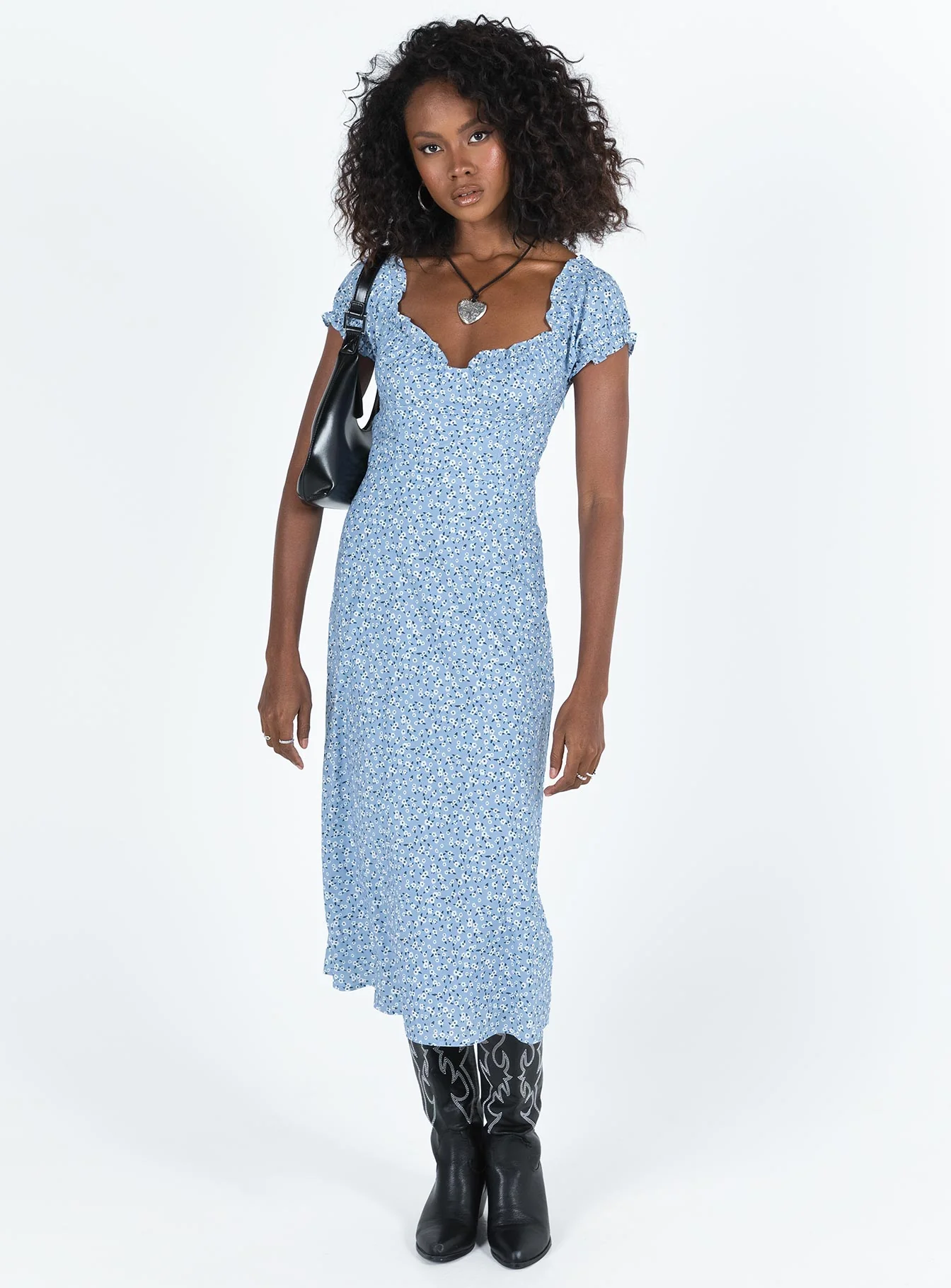 Just Like Heaven Midi Dress Blue Floral