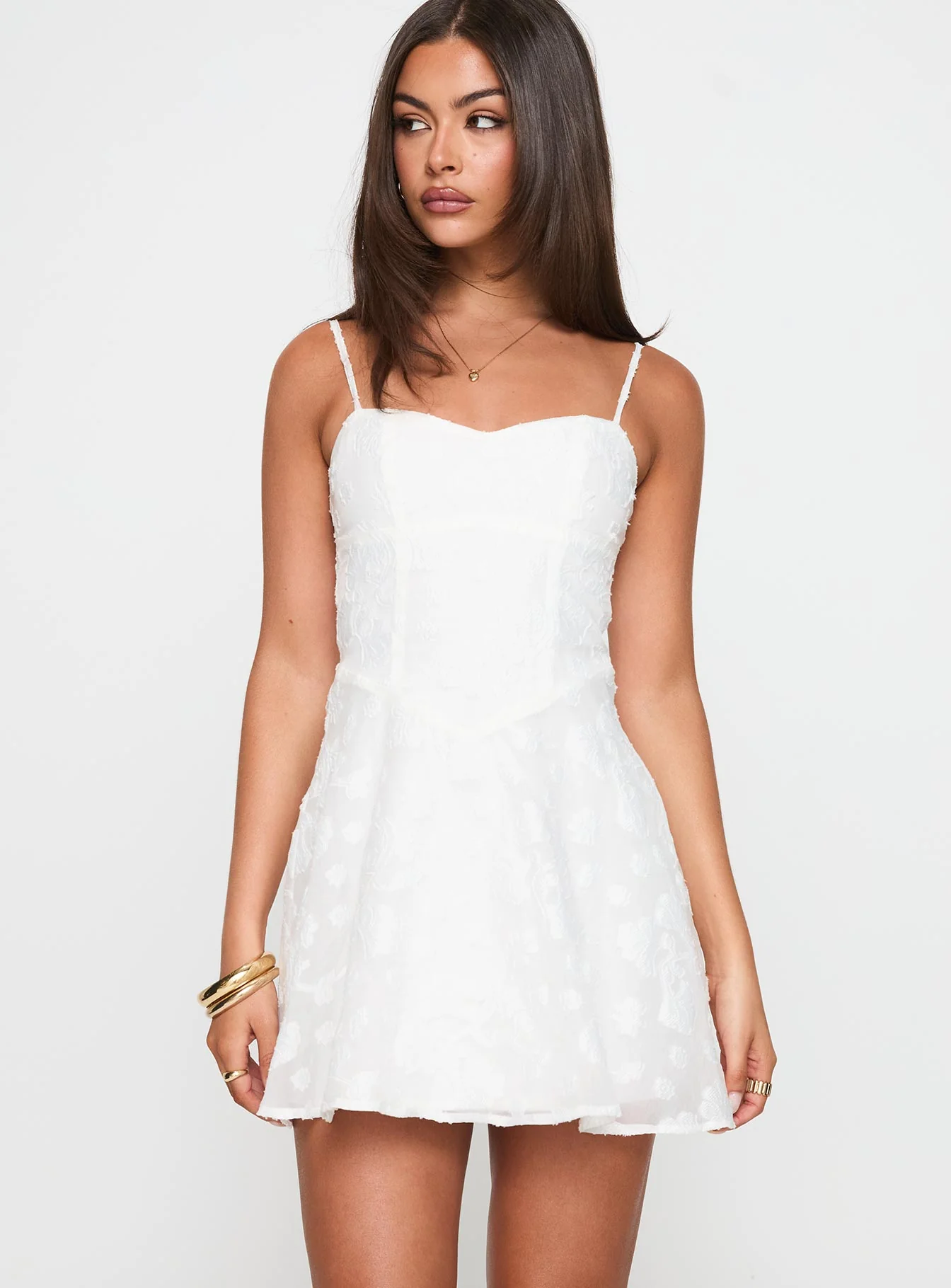 New Chapters Broderie Mini Dress White