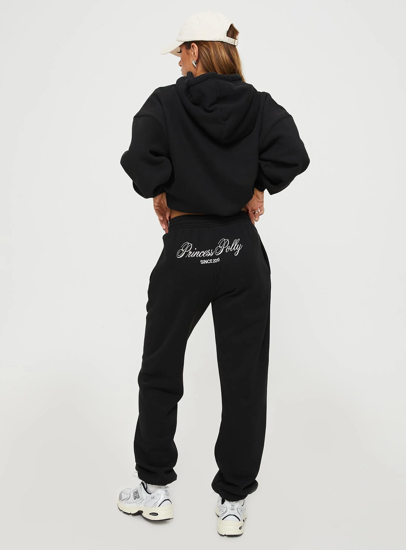 Princess Polly Track Pants Script Black / Ivory
