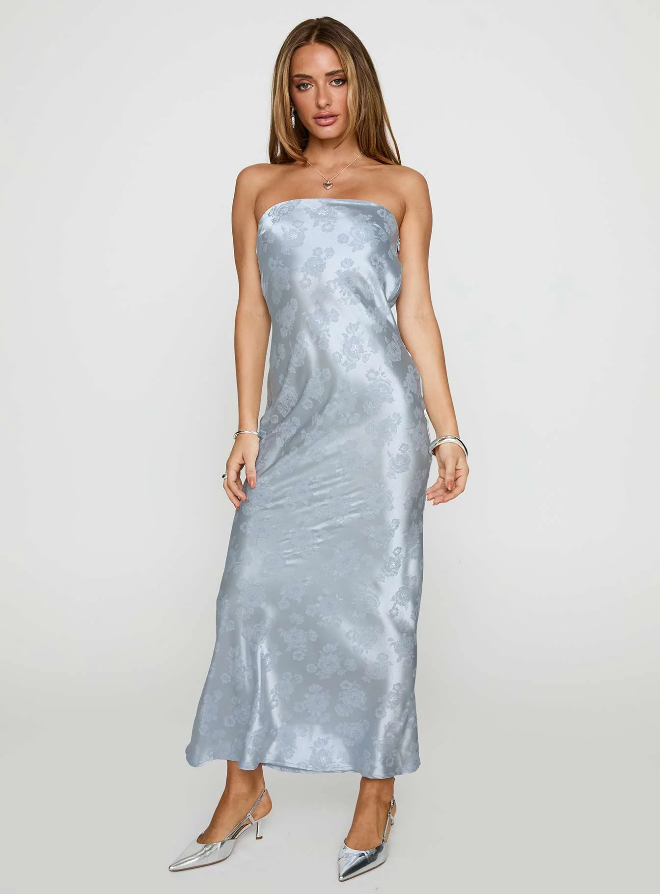 Haley Maxi Dress Blue Jacquard