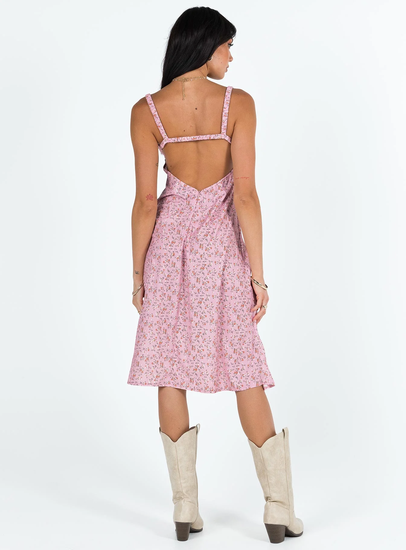 Georgia Midi Dress Pink Floral